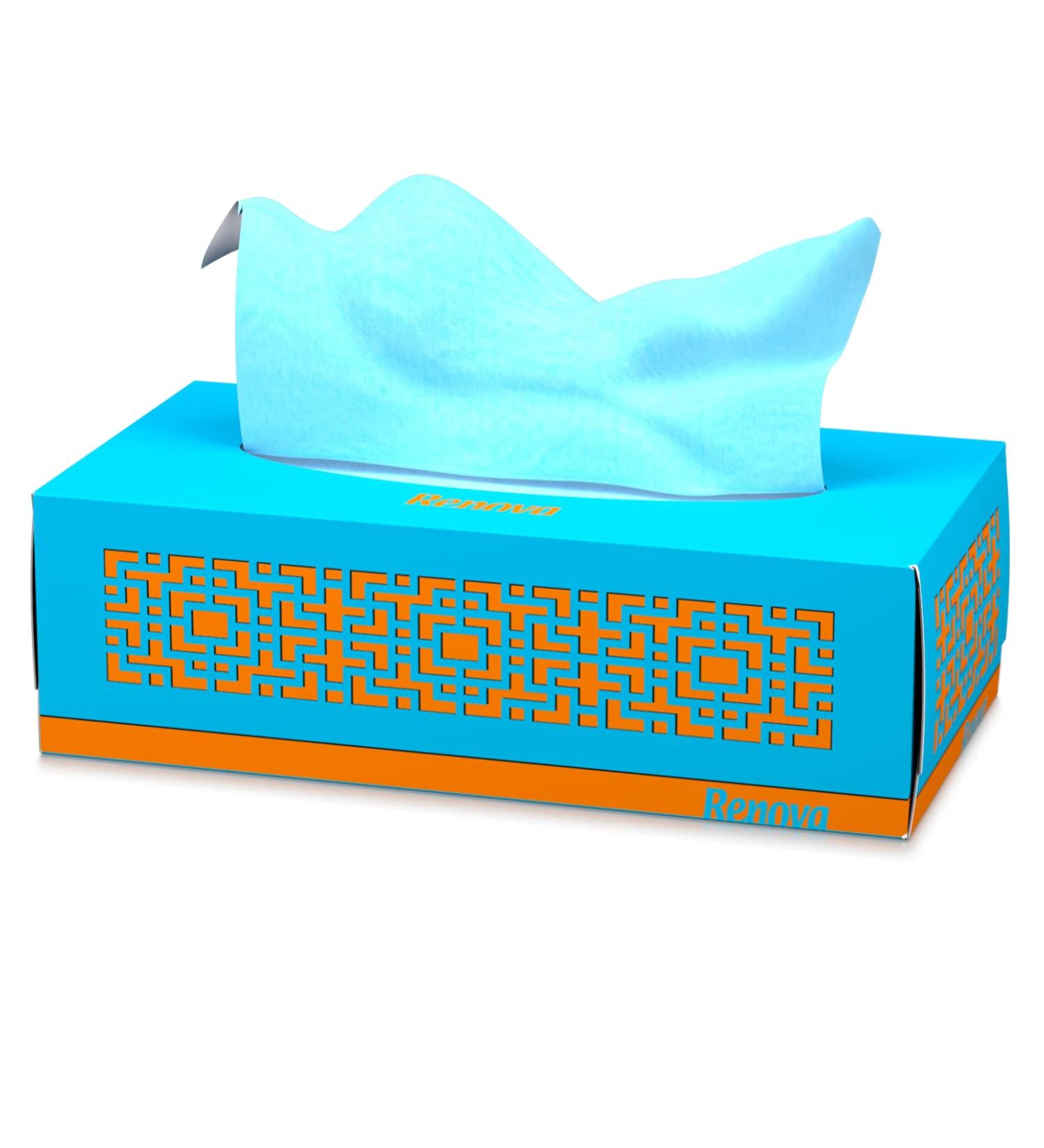 Renova Blue Facial Tissues - 80 Count | Soft & Absorbent for Sensitive Skin | International Shipping Available - Buy Online on GoSupps.com