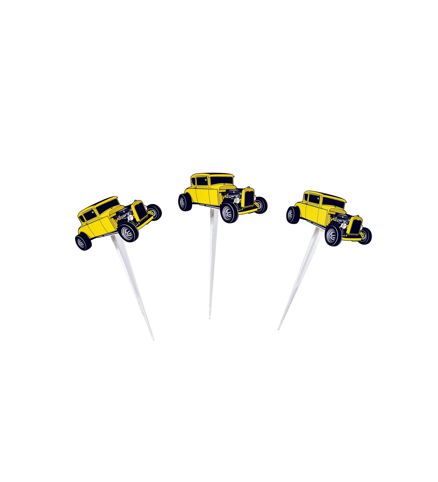 Yellow Classic Car Cupcake Party Decorations for Men Boys Car Themed Party Supplies - Buy Online on GoSupps.com