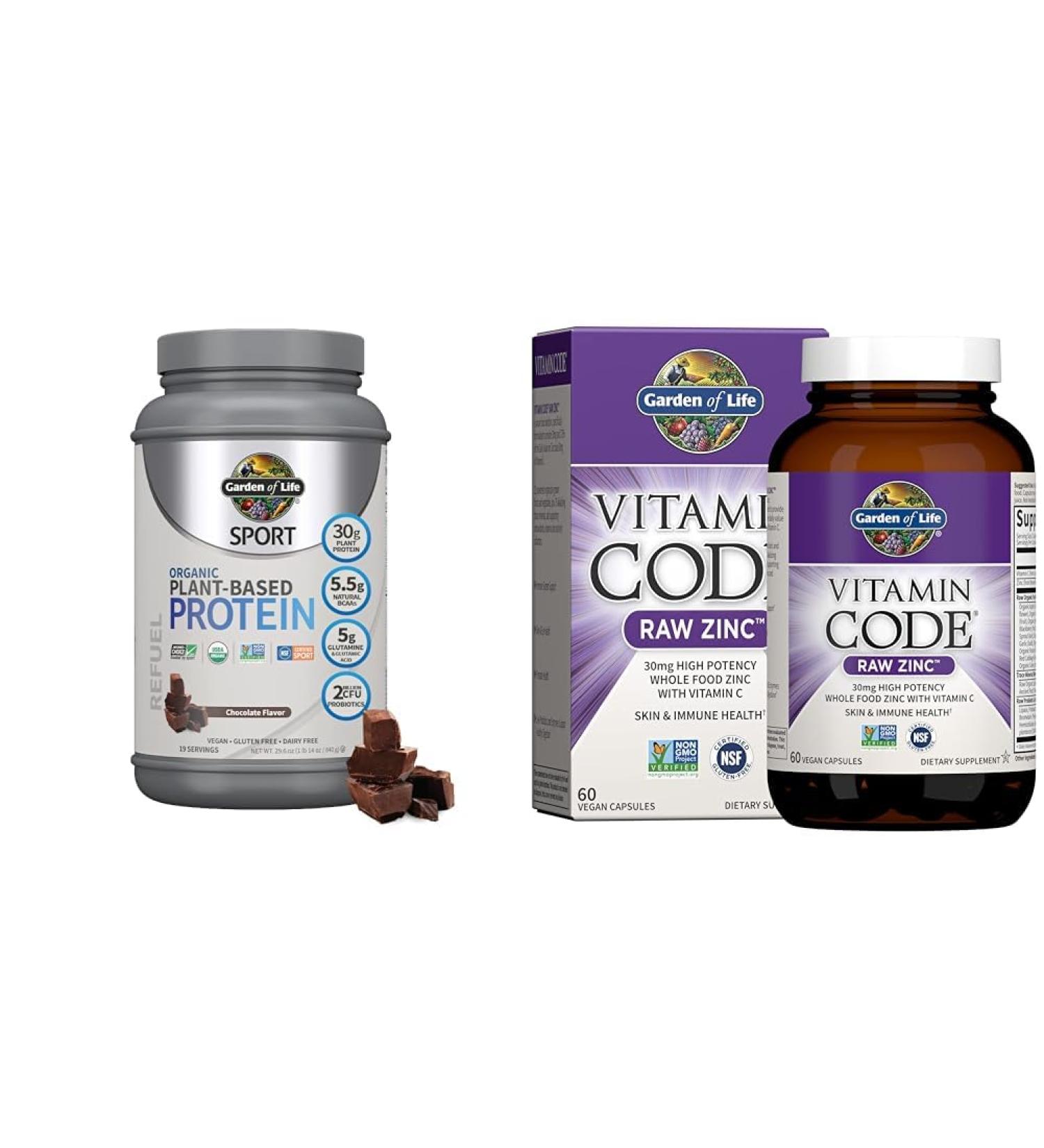 Garden of Life Organic Vegan Sport Protein Powder with Raw Zinc for Immune Support Skin Health 30g Protein Vitamin C Probiotics - Buy Online on GoSupps.com