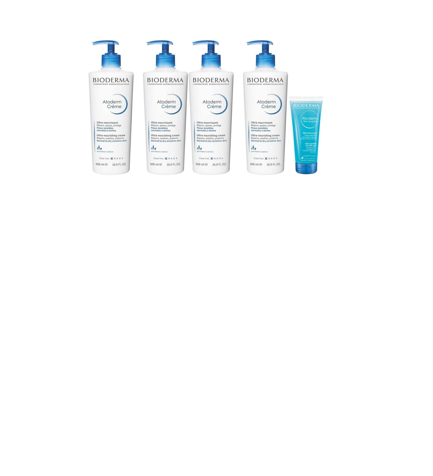 PARAVOSTRA Atoderm Atoderm Cream Ultra Atoderm shower gel hydrates and nourishes ultranourishing sustainably strengthens the skin barrier face and body dry skin set of 4 x 500 ml + 1 x 100 ml - Buy Online on GoSupps.com