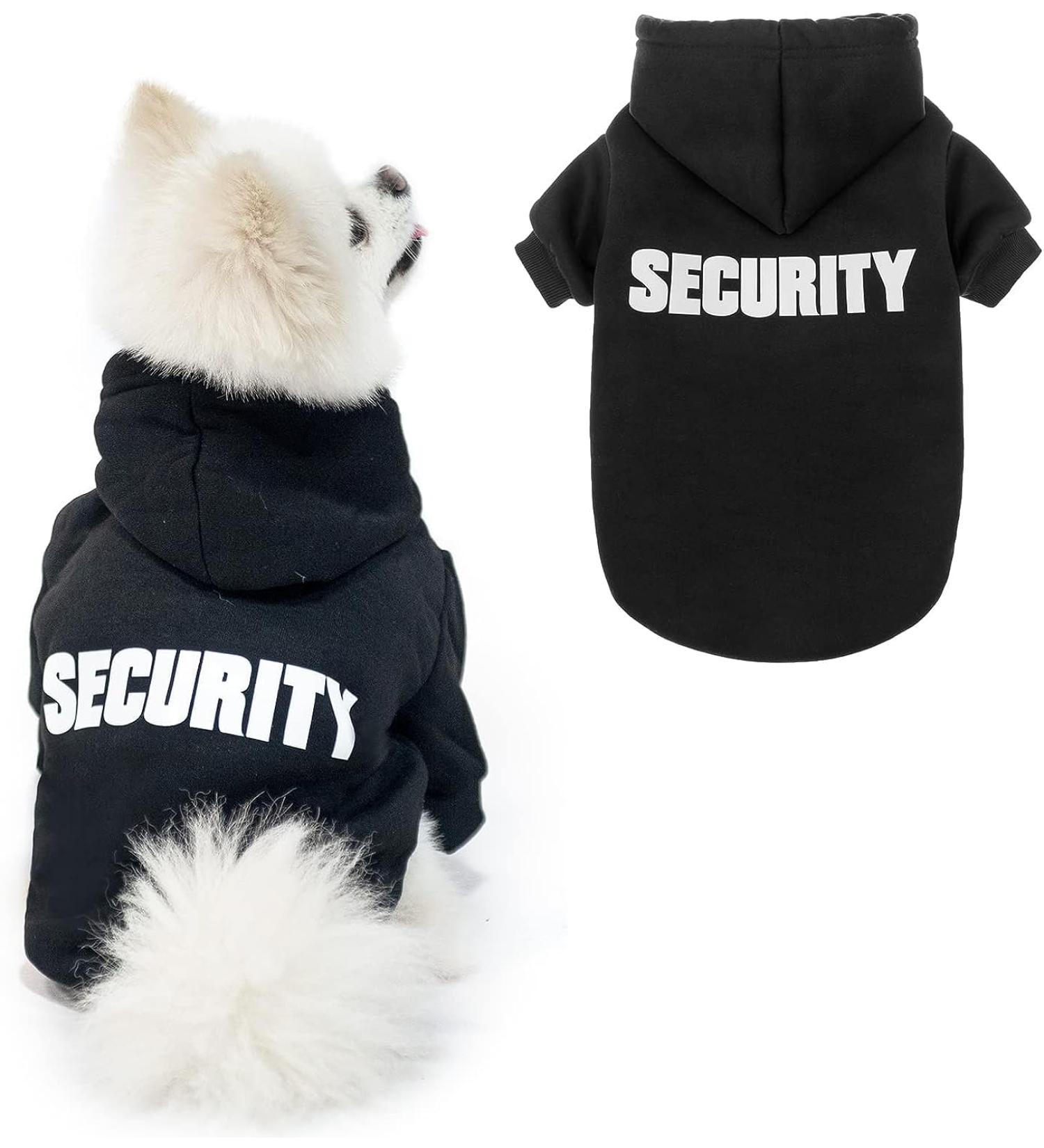 SCENEREAL Security Dog Hoodie Sweater with Hat & Leash Hole - Winter Spring Coat for Small Medium Large Dogs - Halloween Costume - Buy Online on GoSupps.com