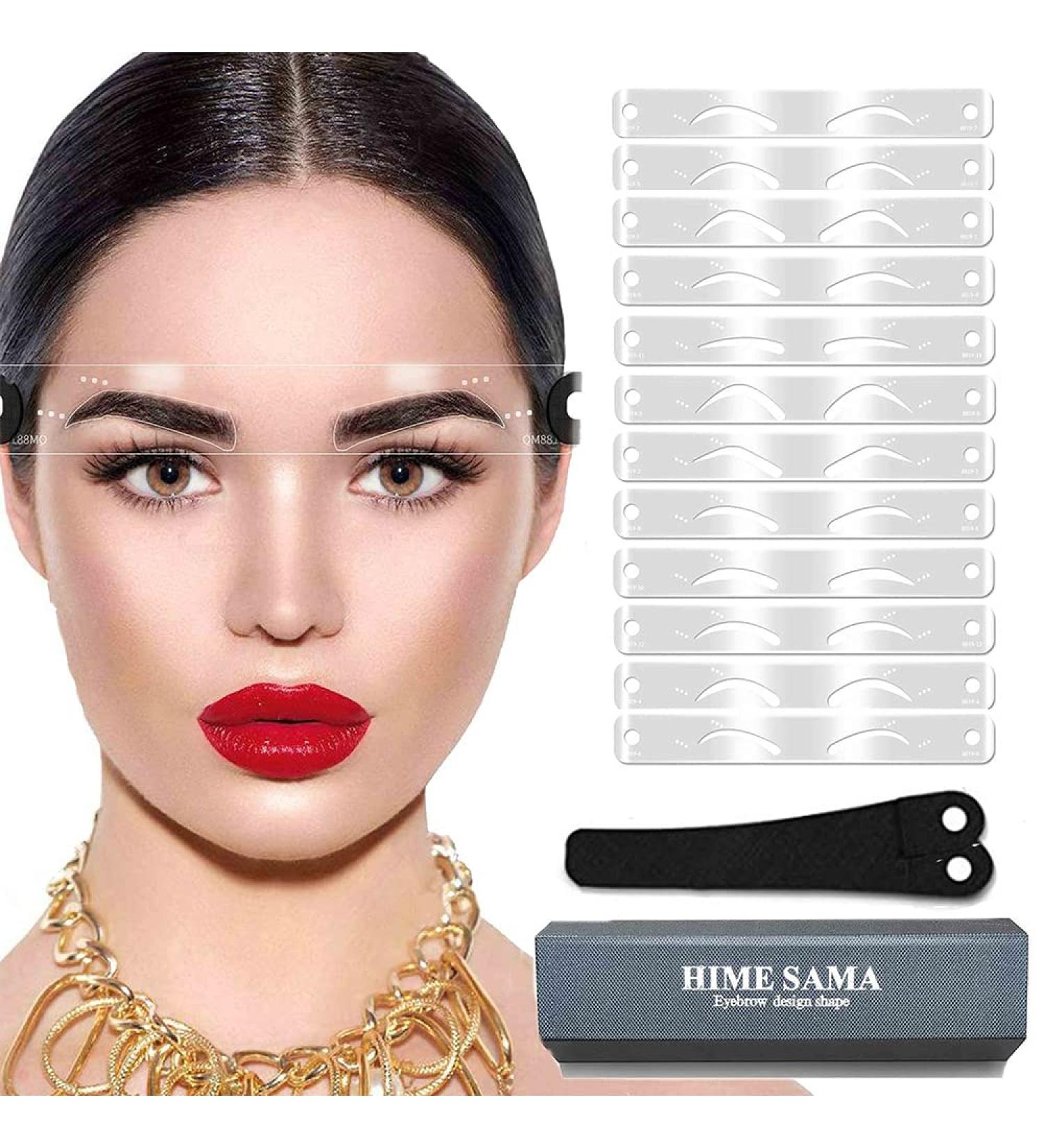 Eyebrow Stamp Stencil Kit with 12 Brow Stencils - Reusable for Fuller Natural Brows - Buy Online on GoSupps.com