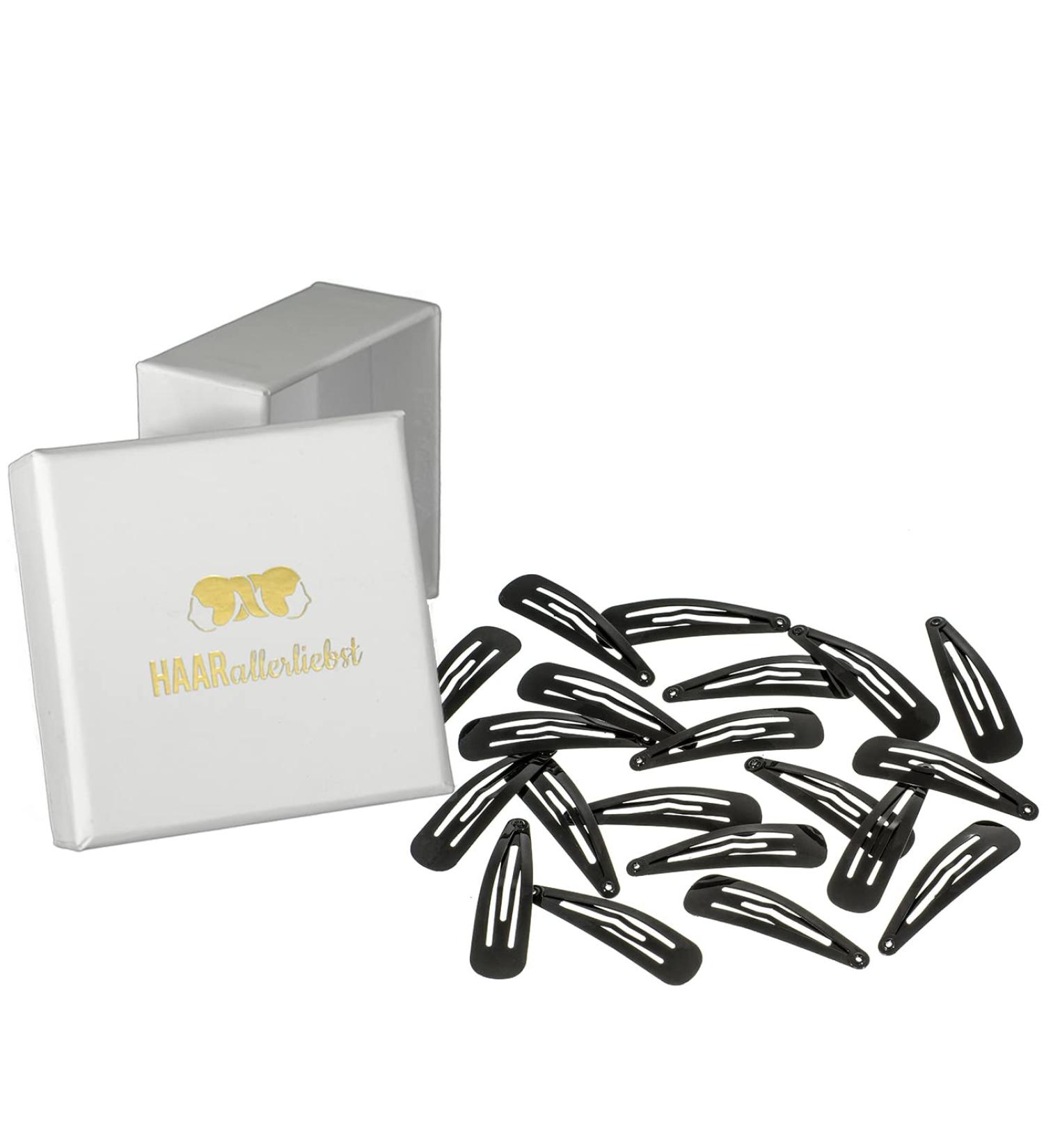 HAARallerliebst Hair Clips (20 pcs) - Black 5 cm Hair Accessories with Storage Box (White) - Perfect for International Shipping - Buy Online on GoSupps.com