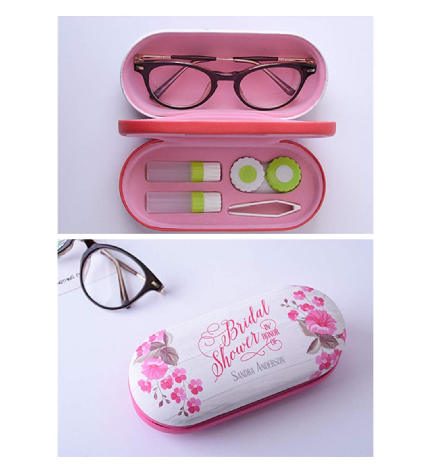 Contact Lens Case - 2 in 1 Double Sided Portable Glasses Case - Mirror - Tweezers and Applicator Included - Perfect for Girls' Womens' Gifts (Pink) - Buy Online on GoSupps.com