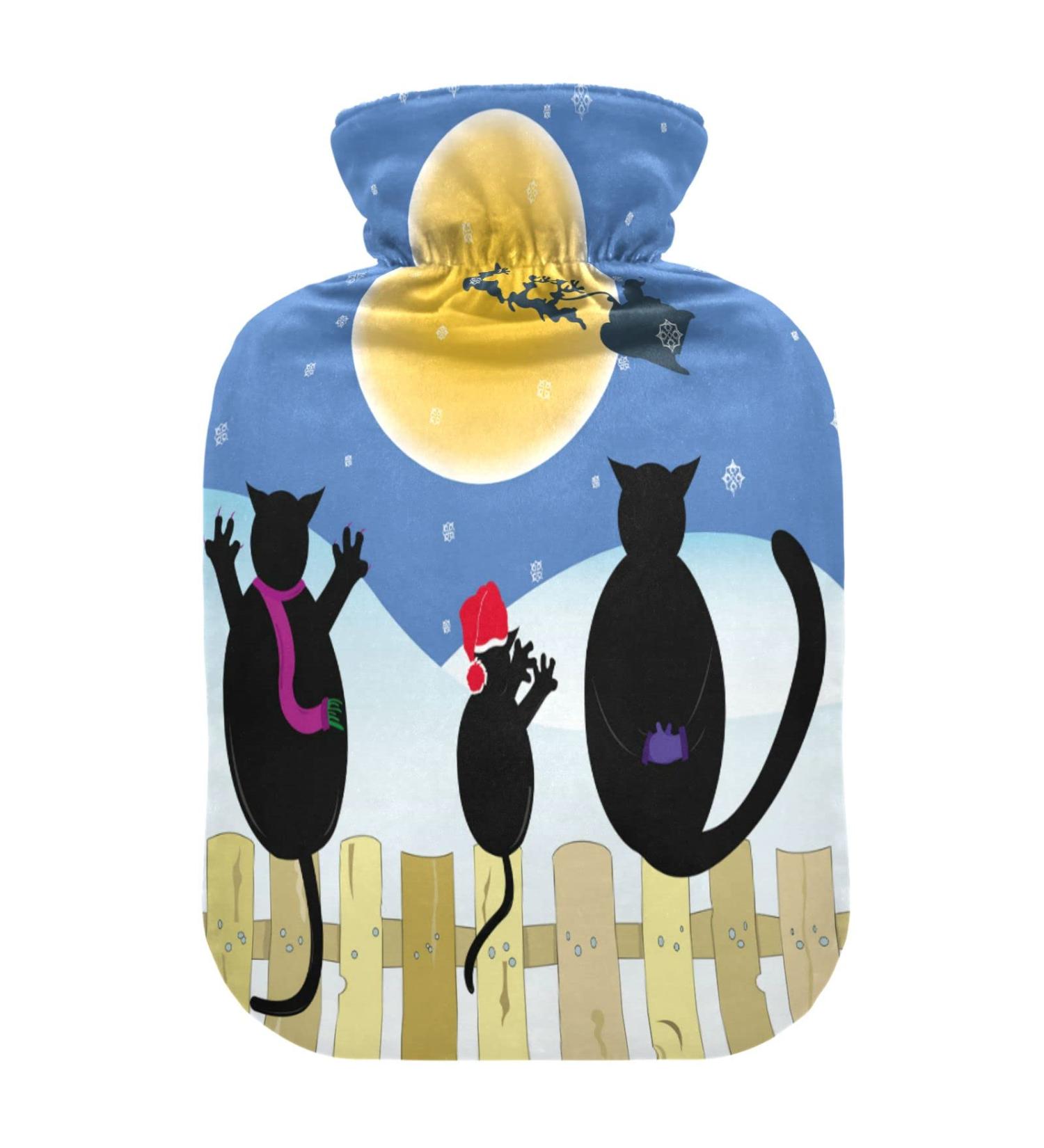 Christmas with Cats Hot Water Bottle - 2L Fleece Cover for Comfort & Warmth | Ideal for Hot & Cold Compresses - International Shipping Available - Buy Online on GoSupps.com