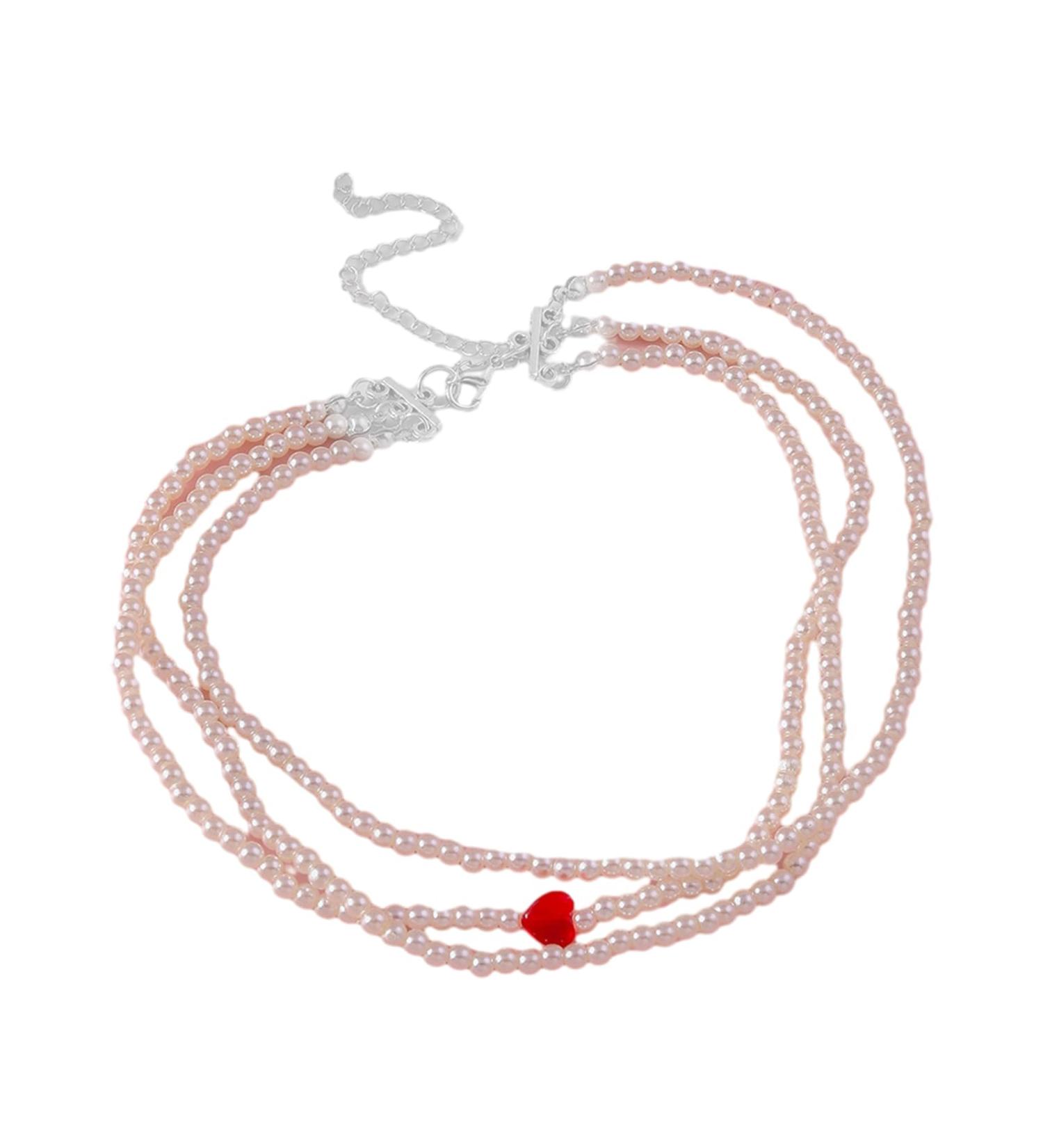 KUAIYIJU Stylish Love Pendant Necklace - Elegant Layered Pearl Clavicle Chain for Trendy Ladies | International Shipping Available - Buy Online on GoSupps.com
