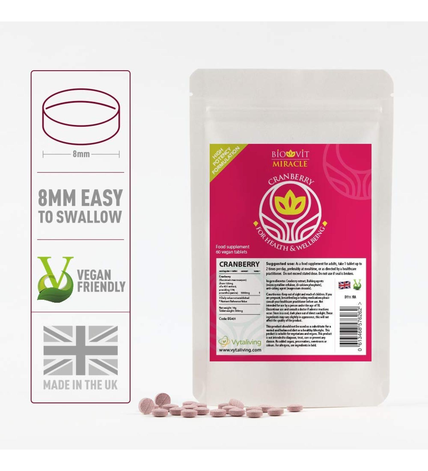 VYTALIVING Biovit Cranberry Tablets - UTI Treatment & Prevention - High Strength Supplement for Immunity - 60 Tablets - Buy Online on GoSupps.com