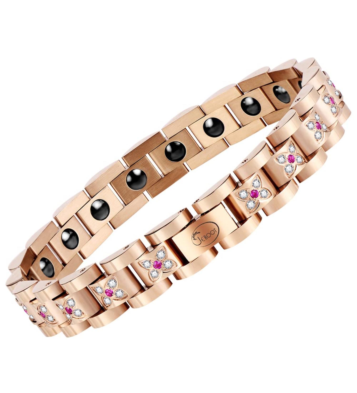 Jeroot Magnetic Hard Band - Women's Rose Gold Magnetic Bracelet | Stainless Steel Energetix Design - Buy Online on GoSupps.com