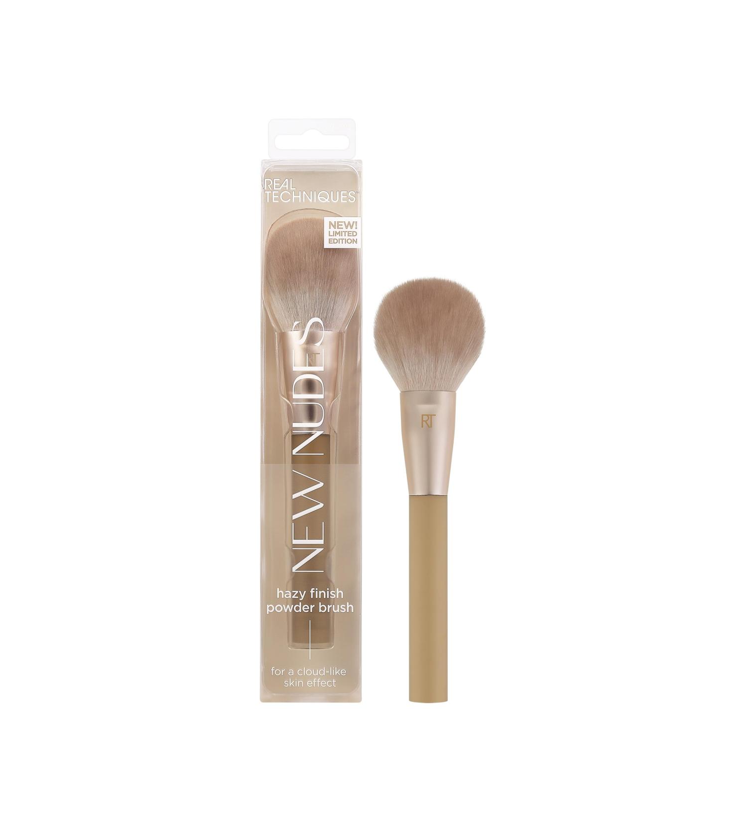 Real Techniques New Nudes Hazy Finish Powder Brush - Multiuse Makeup Brush for Blush Bronzer & Setting Powder - Soft Synthetic Bristles for Buildable Coverage - Buy Online on GoSupps.com