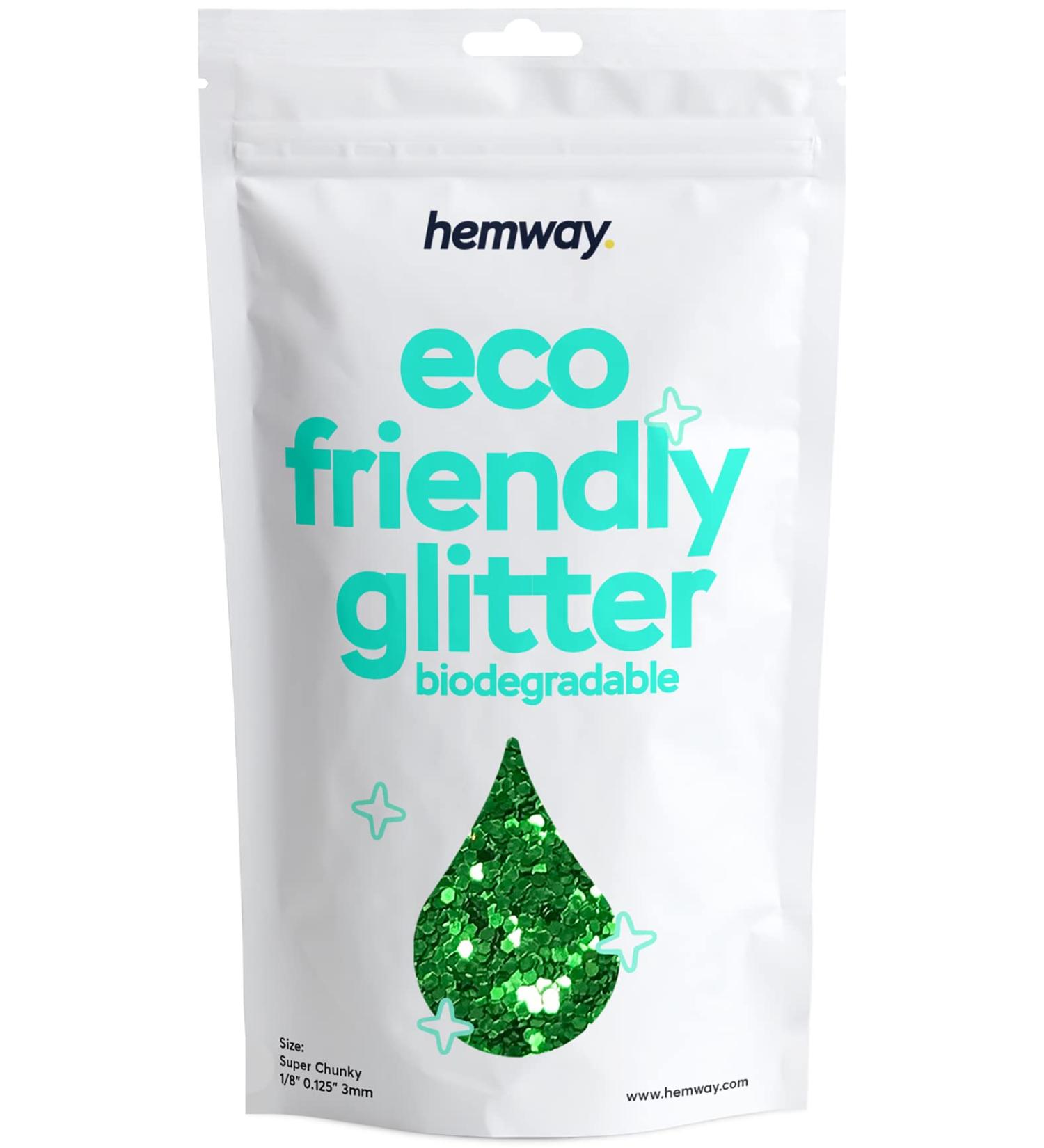 Hemway Eco-Friendly Biodegradable Glitter 100g - Vegan Cosmetic Safe Sparkle for Face Eyes Body Hair & Nails - Emerald Green - Buy Online on GoSupps.com