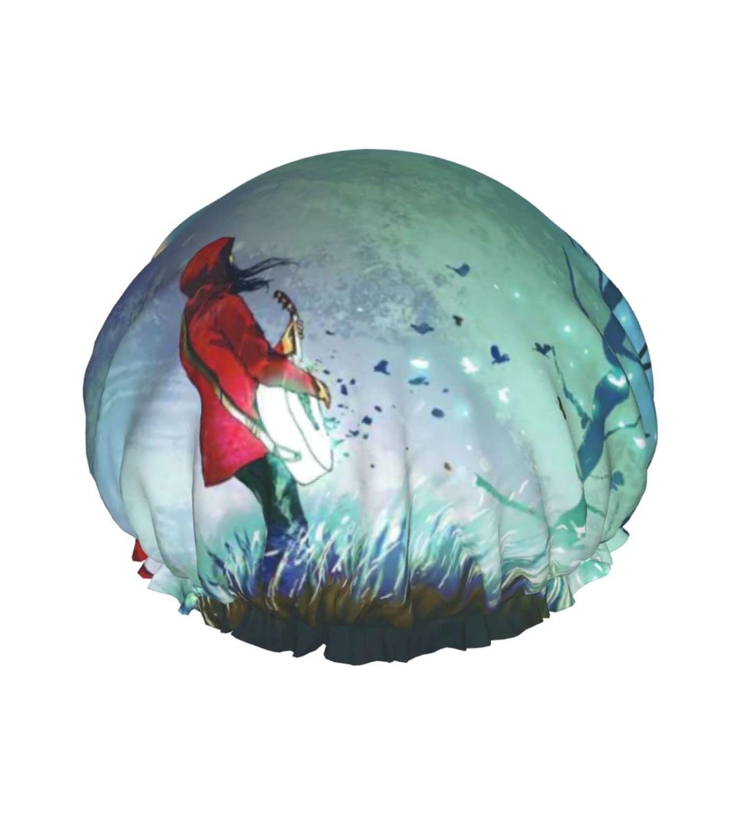 Guitar Girl Printed Shower Cap - Waterproof Bath Cap for Women - Fits All Head Sizes and Hair Textures - Buy Online on GoSupps.com