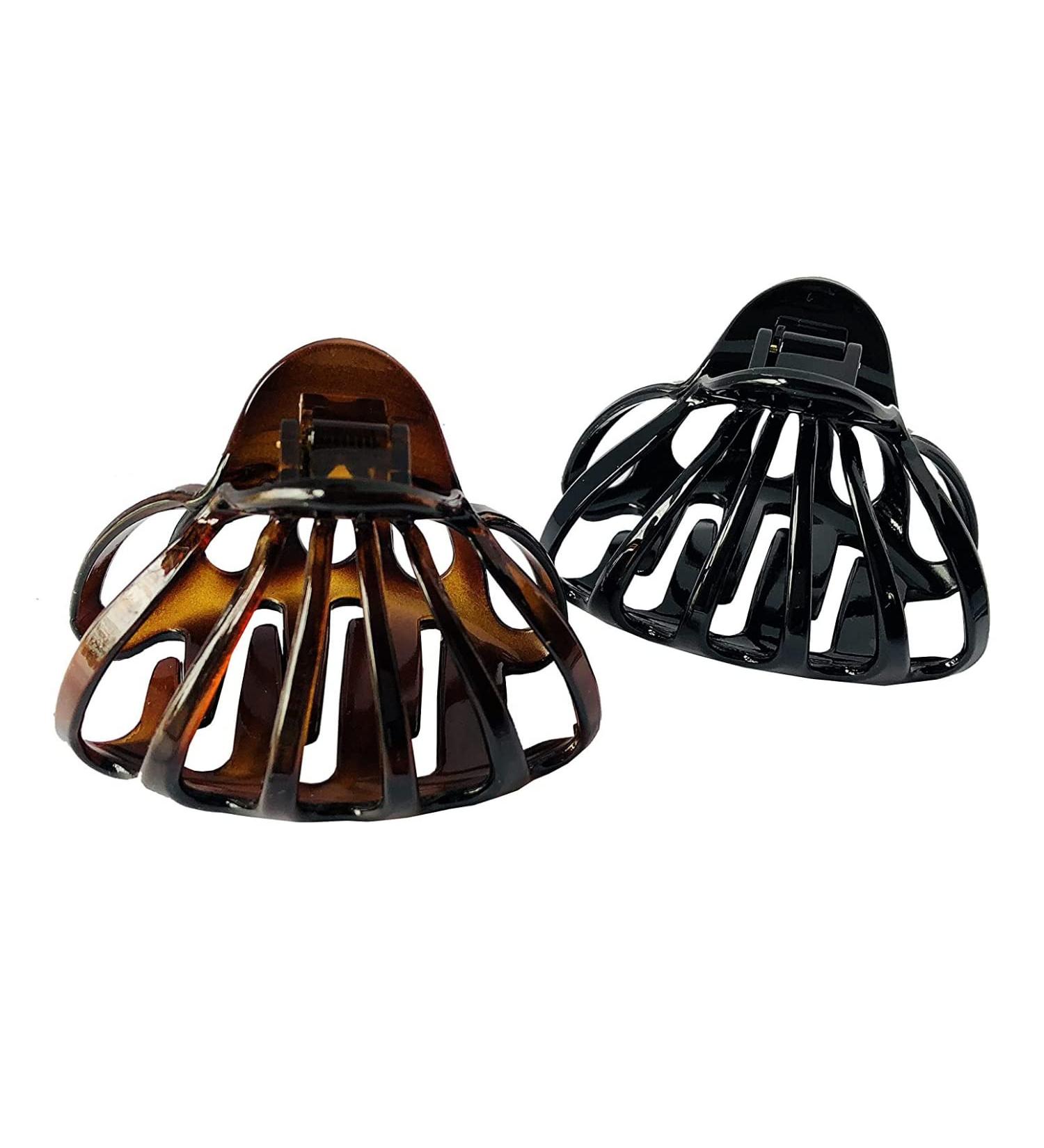 Parcelona French Octopus Tortoise Shell Black Large Hair Claw Clips - Set of 2 | Made in France - Buy Online on GoSupps.com