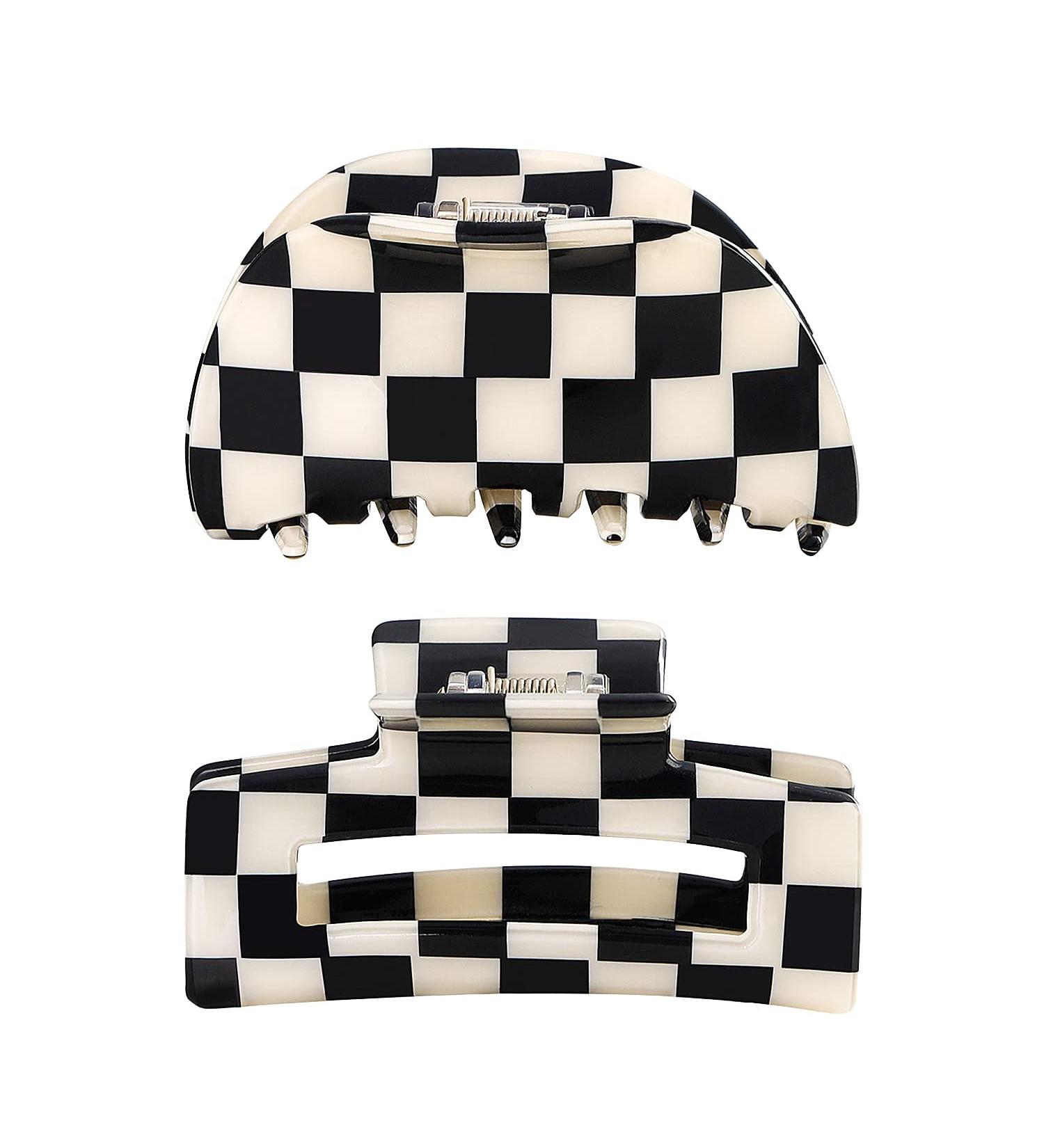 TODEROY Checker Claws Tortoise Barrettes - No-Slip Grip Hair Clips for Women - 80s Aesthetics Large Hair Accessories - Buy Online on GoSupps.com