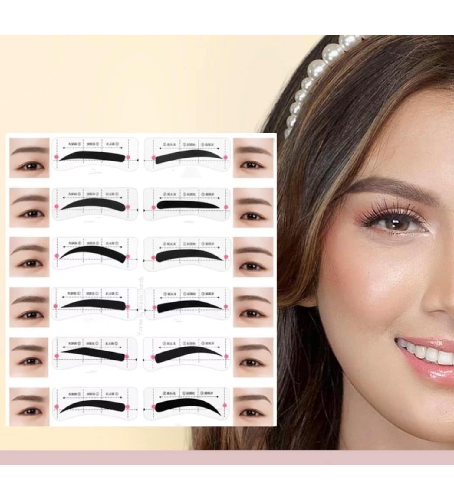 12 Style/Shape Self-Adhesive Eyebrows Stencil - 26 Pcs. Per Pad for Perfect Eyebrow Shaping - Buy Online on GoSupps.com