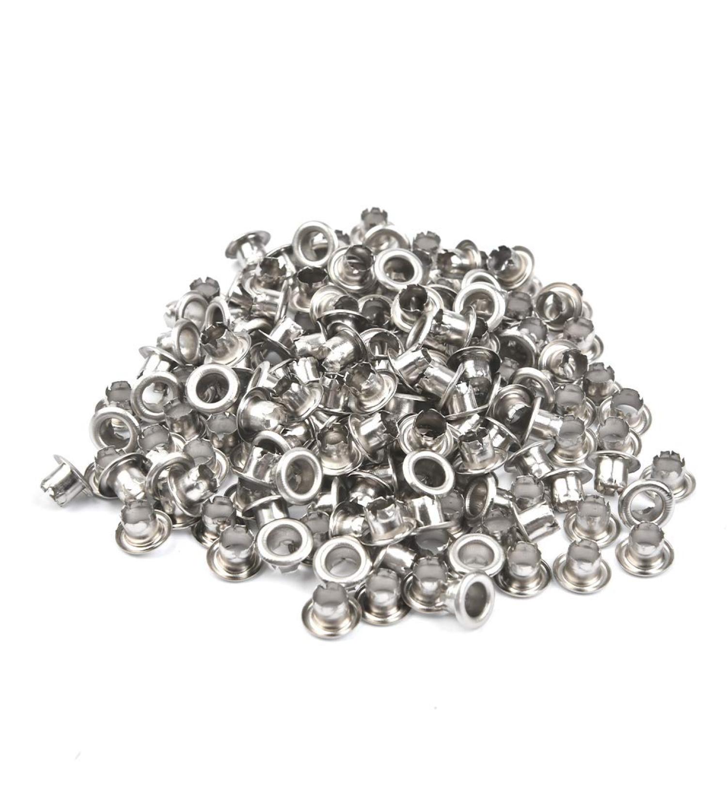 QLOUNI 500 Pack 3/16 Silvery Metal Grommets Eyelets 5mm Hole - Self Backing for Bead Cores, Clothes, Leather, Canvas - Buy Online on GoSupps.com