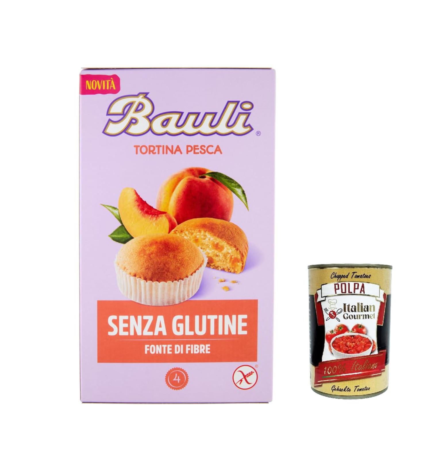  Italian Gourmet E.R. Bauli Tortina Pesca Senza Set of 6 boxes of gluten-free gluten-free breakfast 140 g + Italian gastronomic pulp 400 g - Buy Online on GoSupps.com