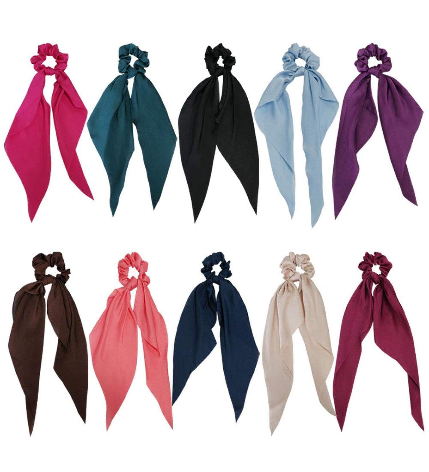 GETACOTA 10 Pieces Hair Scrunchies Bowknot Satin Chiffon Ribbon Elastics - Vintage Ponytail Holder Ties for Women - Buy Online on GoSupps.com