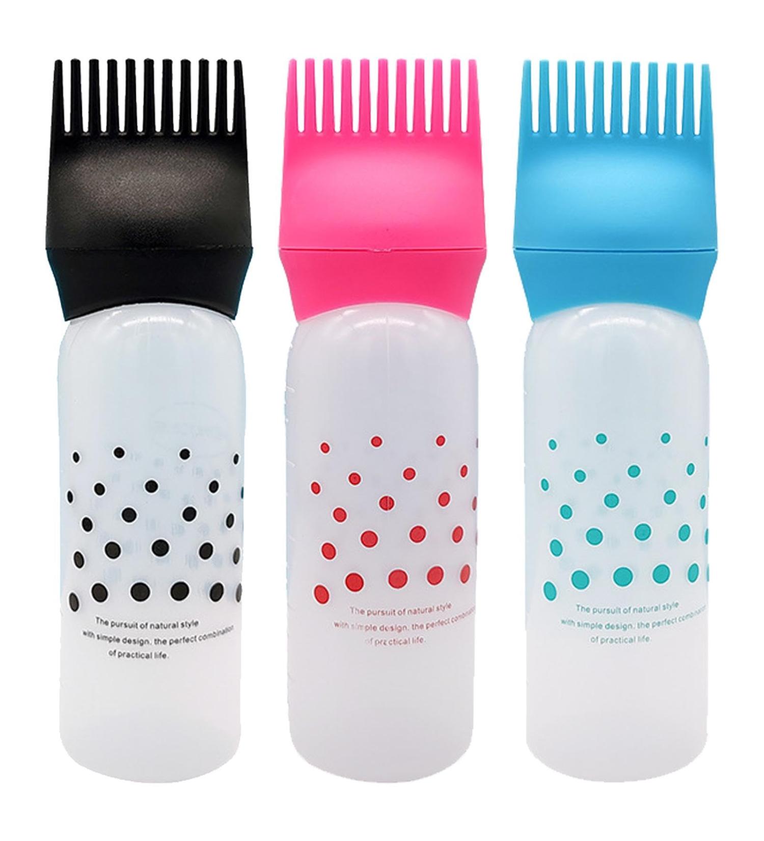 Vuggdt Oil Comb Applicator Bottle | 3 Hair Oil Applicator Bottle | Root Comb Applicator Bottle Graduated | Hair Dye Applicator Brush | Bottle Applicator Brush For Hair Care - Buy Online on GoSupps.com