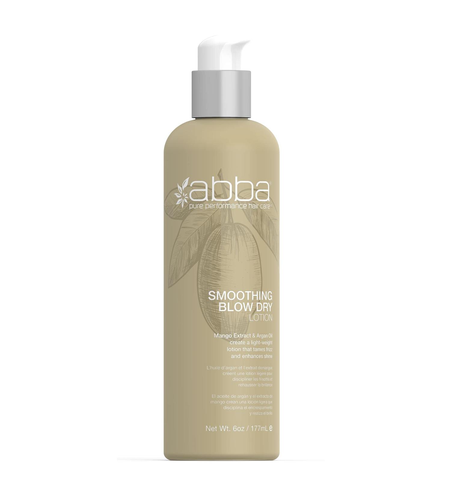 ABBA Smoothing Blow Dry Lotion - Mango Extract and Argan Oil - Lightweight Lotion to Tame Frizz and Enhance Shine - Amazing Formula for Un-Tamed Hair - Maintains Style and Manageability - 6 Oz/177 Ml - Buy Online on GoSupps.com