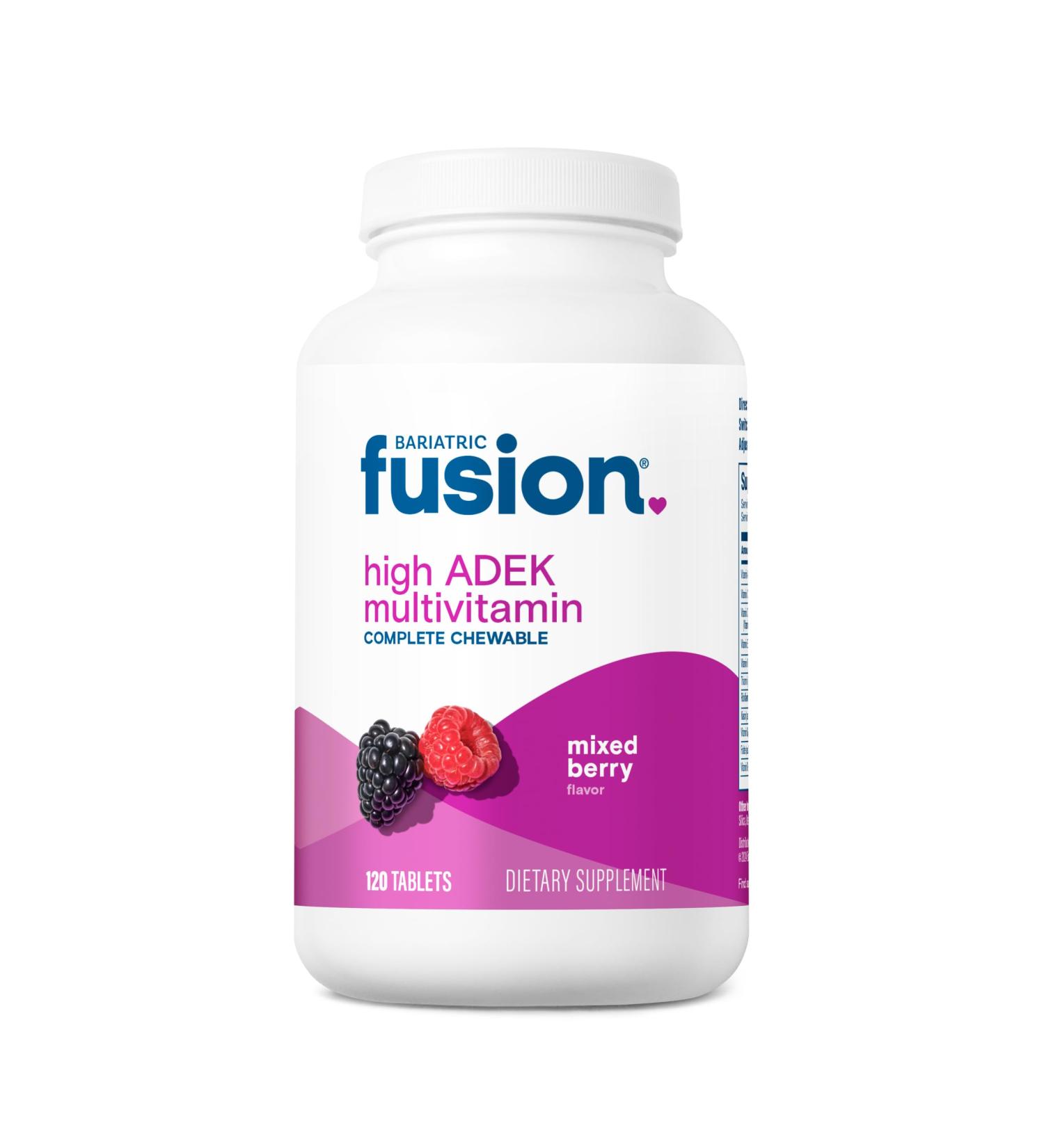Bariatric Fusion Chewable Multivitamin with High ADEK Vitamins | Multi for Duodenal Switch Patients | Mixed Berry Flavored Tablets | with Iron and Calcium | One Month Supply - Buy Online on GoSupps.com