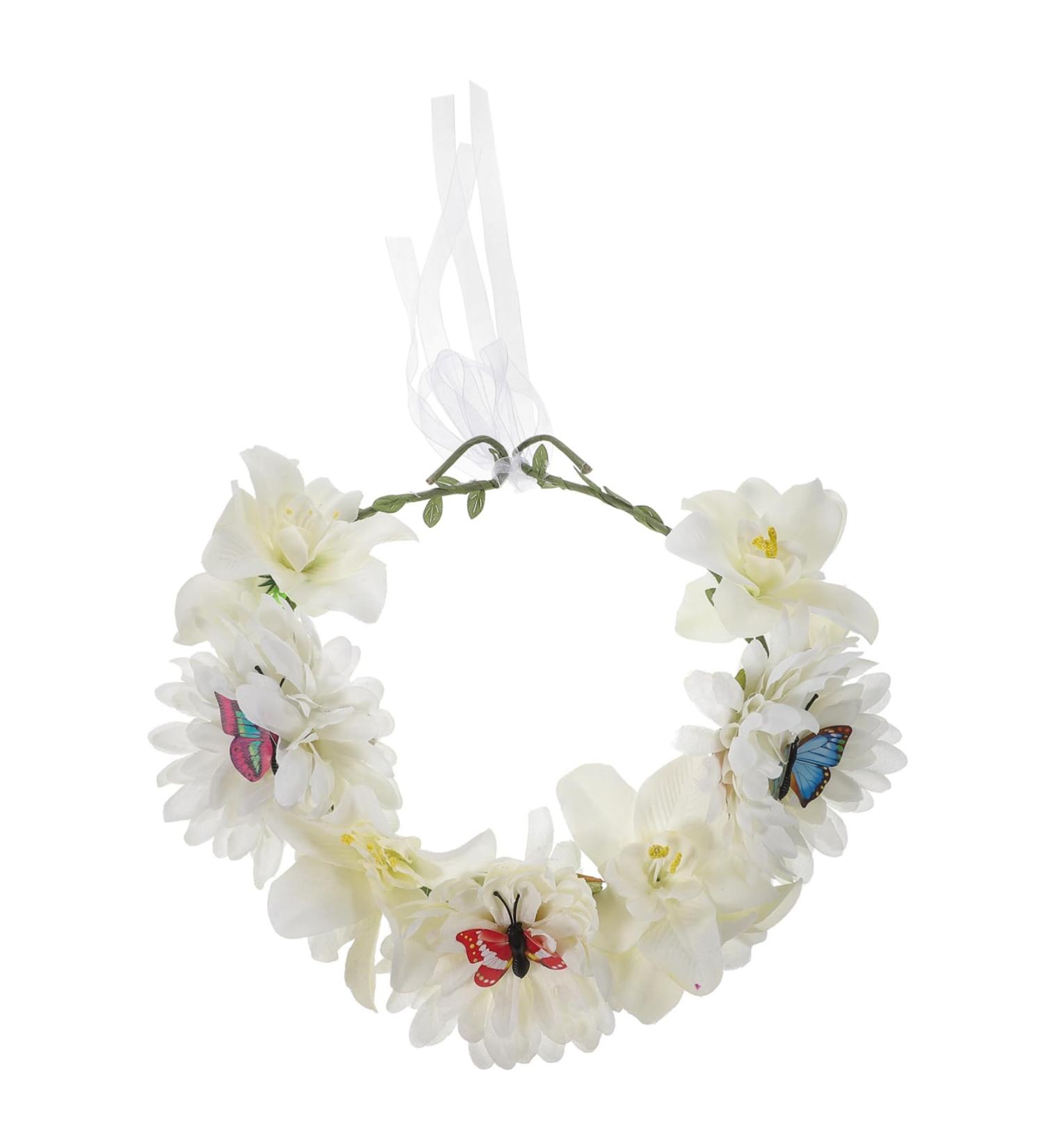 MERRYHAPY Butterfly Wreath Headband Fairy Crown Flower Girl Crown Floral Headband Flower Crowns for Women Fairy Accessories for Women Hawaiian Flower Crown Fairy Headpiece Headband for Women - Buy Online on GoSupps.com