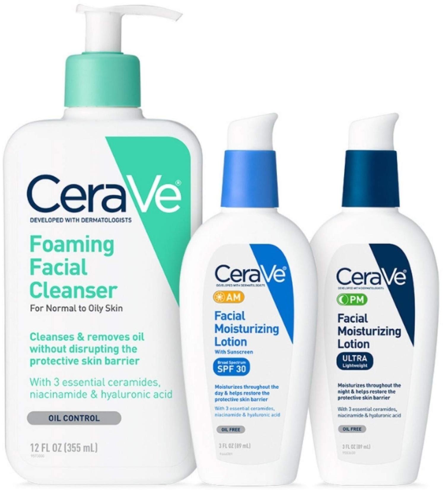 CeraVe Daily Skin Care 3 Piece Foaming Bundle - Gentle
