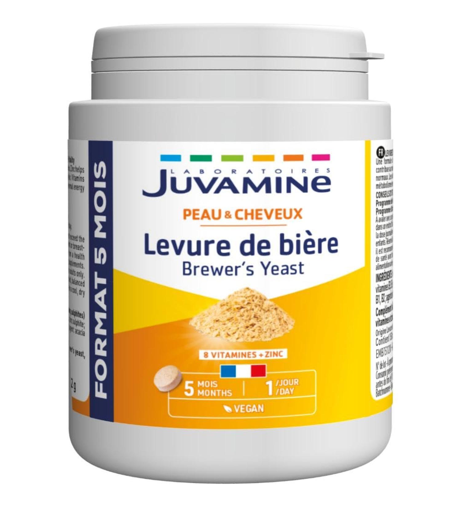 JUVAMINE - Brewer's yeast - Skin beauty hair and nails - Vitality - Vitamins B1 B2 B3 B5 B6 B8 B9 and B12 + Zinc - 5 month program - Made in France - Buy Online on GoSupps.com