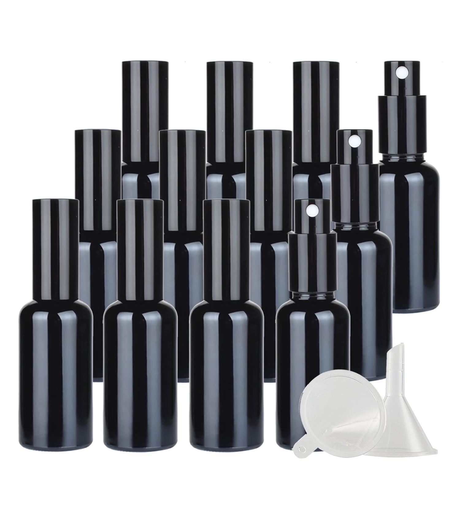 Zeoabsy 24 Pack 50ml Black Glass Spray Bottles with Funnels - Refillable Atomizers for Perfume Essential Oils & Travel - Buy Online on GoSupps.com