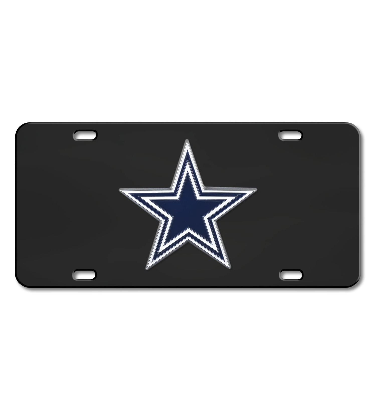 FANMATS 33611 Dallas Cowboys 3D Black License Plate