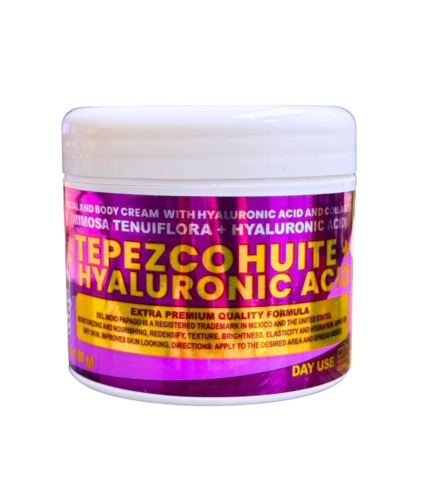 Del Indio Papago Tepezcohuite + Hyaluronic Acid Facial & Body Day Cream 120g | With Mimosa Tenuiflora Collagen & Vitamin C | Hydrating Daily Moisturizer for All Skin Types - Buy Online on GoSupps.com