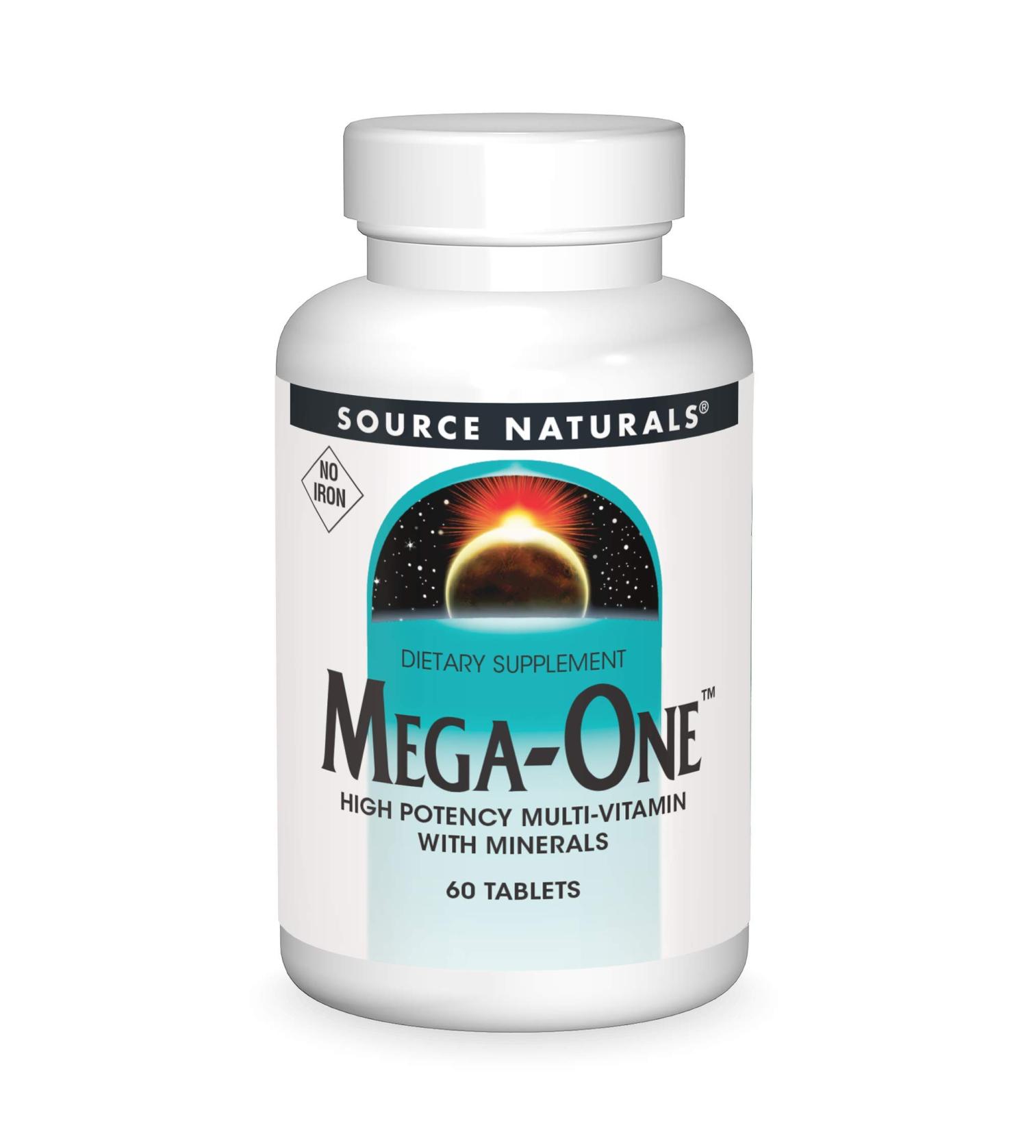 Source Naturals Mega-One No Iron - 60 Tablets | Essential Multivitamin for Optimal Health - Buy Online on GoSupps.com