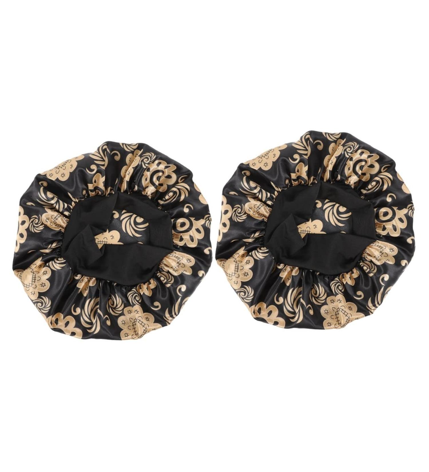 Healeved Girls Hair Ties and Sleep Cap Set - Satin Printing, Elastic Headband, Shower Cap - 2pcs, 26x26cm - As Shown - Buy Online on GoSupps.com