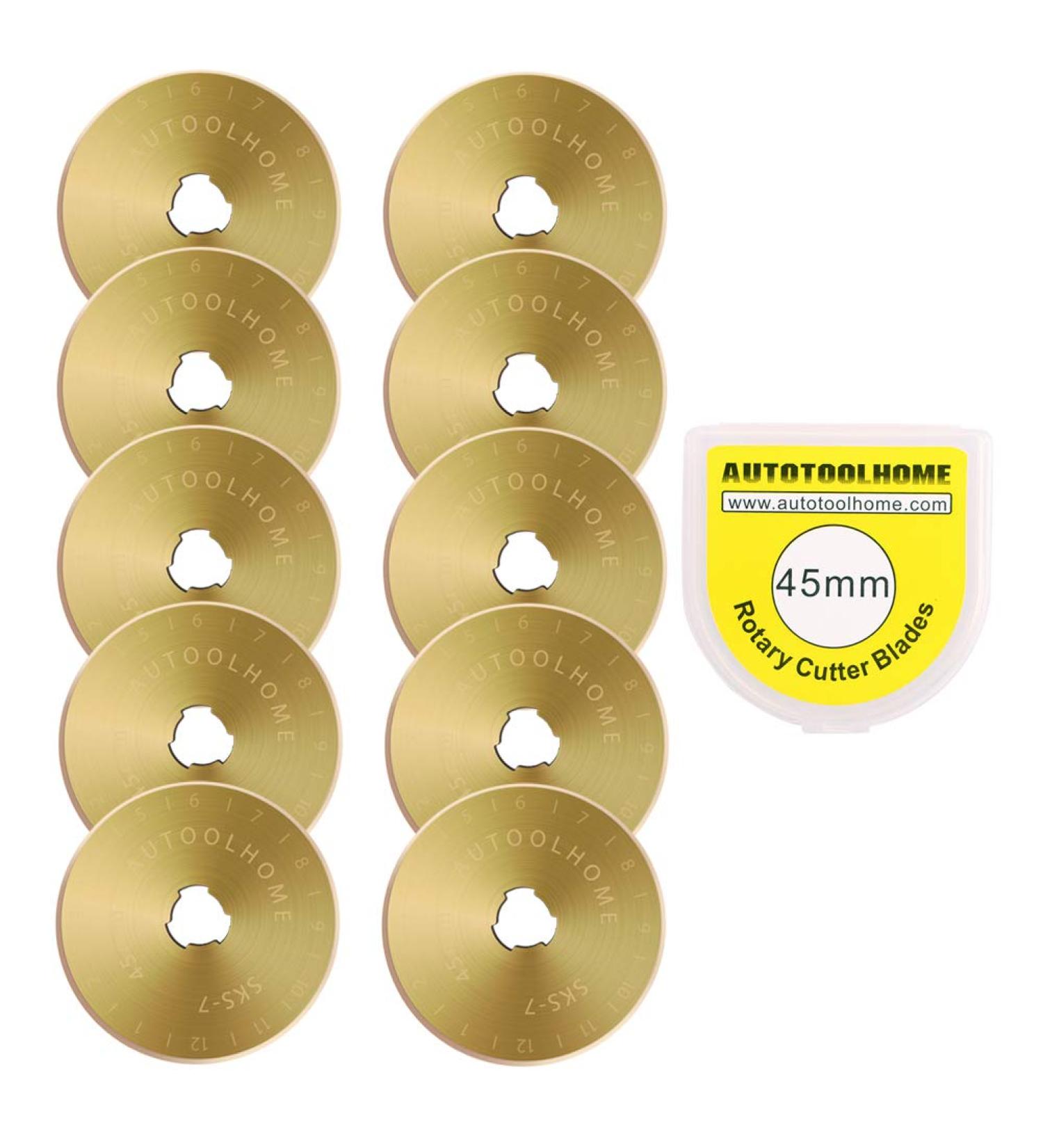 10 Pack Titanium Coated Rotary Cutter Blades 45mm - Replacement Blades for Quilting, Scrapbooking, Sewing - Sharp and Durable - Buy Online on GoSupps.com
