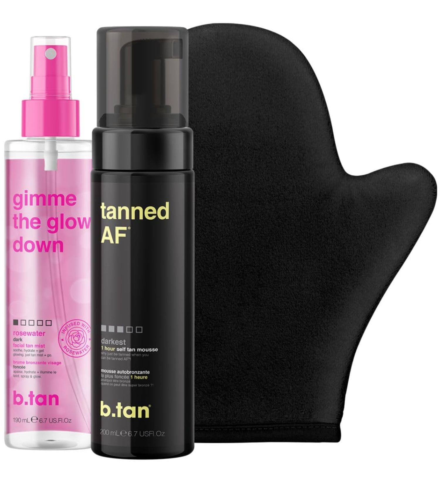 B.Tan Darkest + Glowy Self-Tanner Set - Self-Tanning Mousse & Body Glow Bundle | 200ml with Applicator | International Shipping Available - Buy Online on GoSupps.com