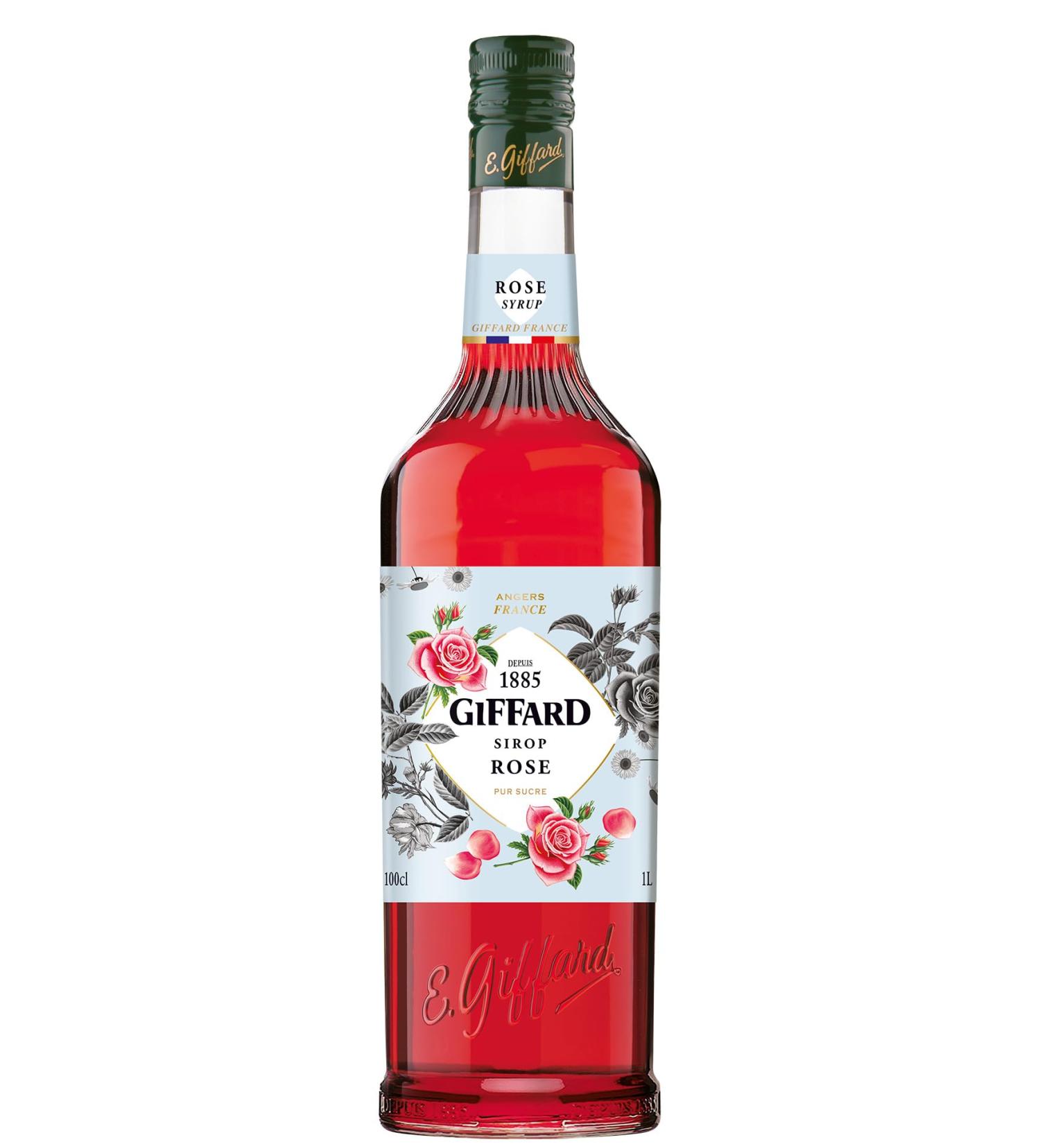 GIFFARD - Rose Syrup - French Recipe and Manufacture - Floral and Intense - 1 Liter