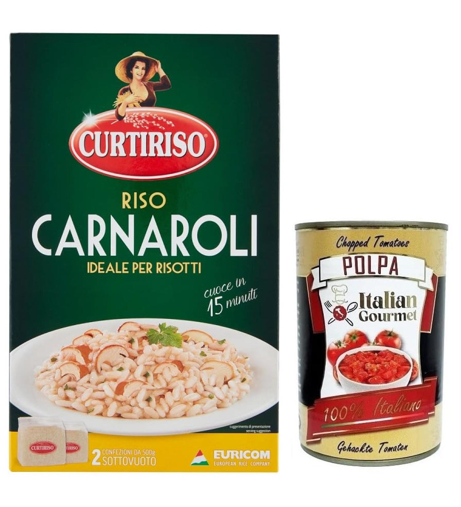  Italian Gourmet E.R. Curtiriso Carnaroli Rice 100% Italian rice ideal for risottos cooking time 15 minutes 1 kg pack + Italian Gourmet Tomato Pulp box 400 g - Buy Online on GoSupps.com