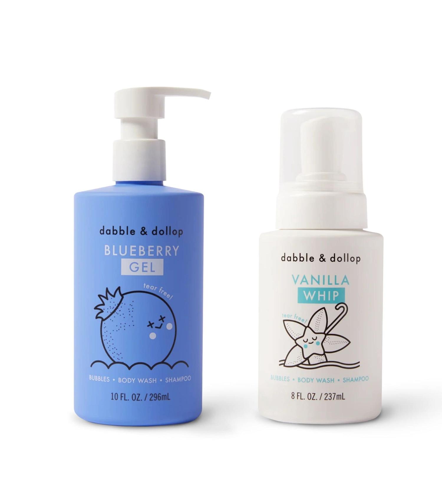Dabble & Dollop Blueberry Gel + Vanilla Whip Duo - 3-in-1 Kids Bubble Bath, Body Wash, and Shampoo (Pack of 2) | USA-made, Paraben & Sulfate Free, Vegan, Gluten-Free | Tear-Free Formula - Buy Online on GoSupps.com