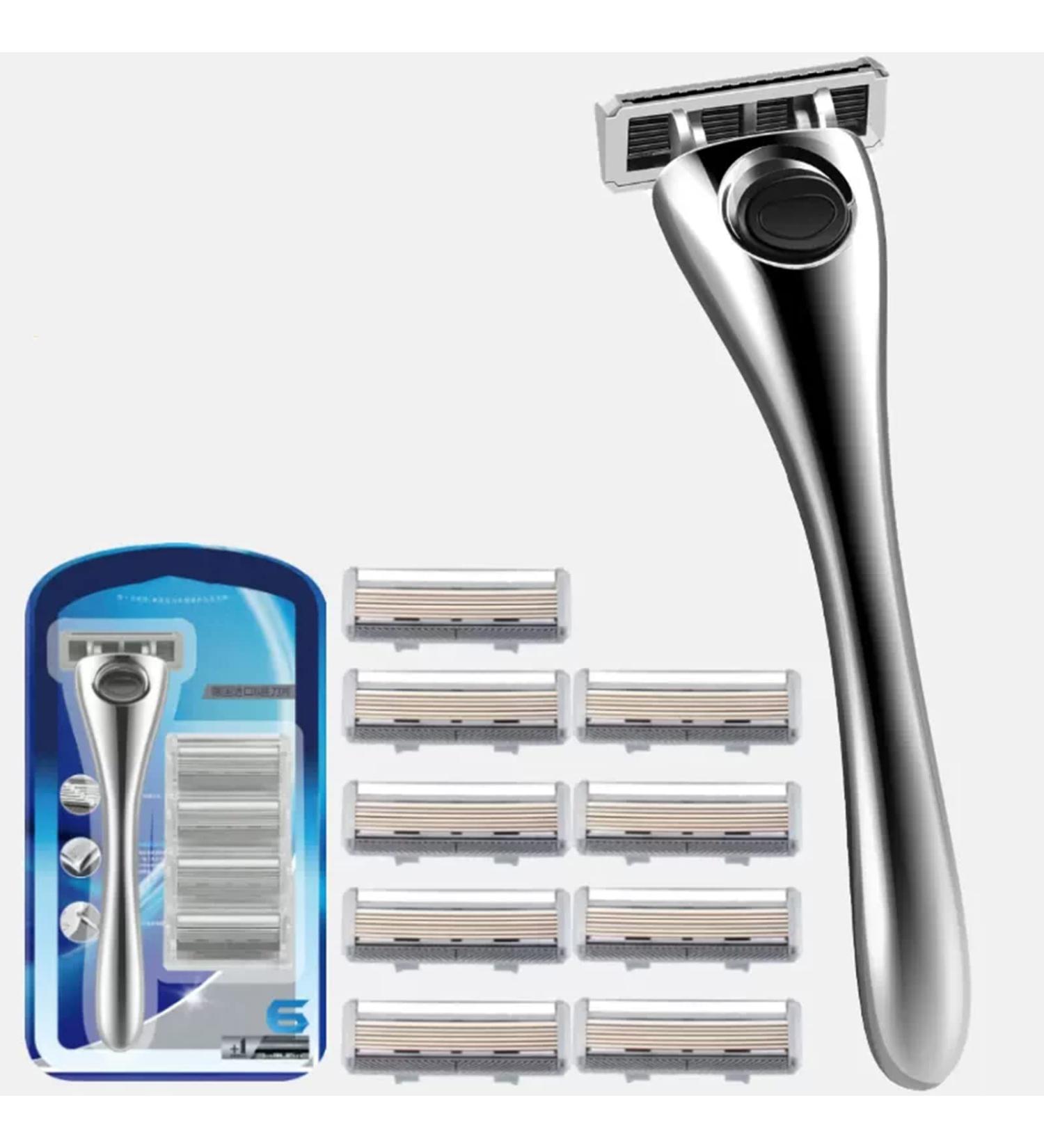 Premium Men's Manual Razor with Black Leather Pouch & 9 Stainless Steel Blades International Shipping Available - Buy Online on GoSupps.com