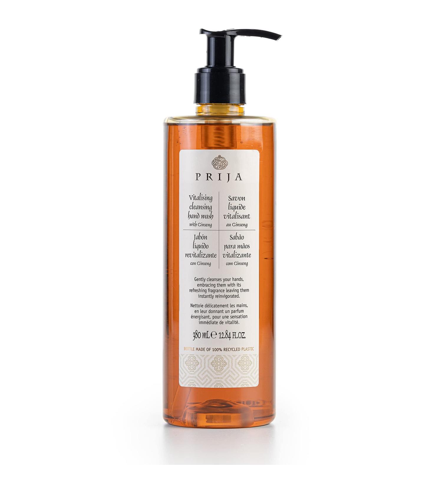 Prija Vitalizing Ginseng Hand Wash - 12.84 fl oz | Vegan, Dermatologically Tested | Eco-Friendly Formula in 100% Recycled Bottle - Buy Online on GoSupps.com
