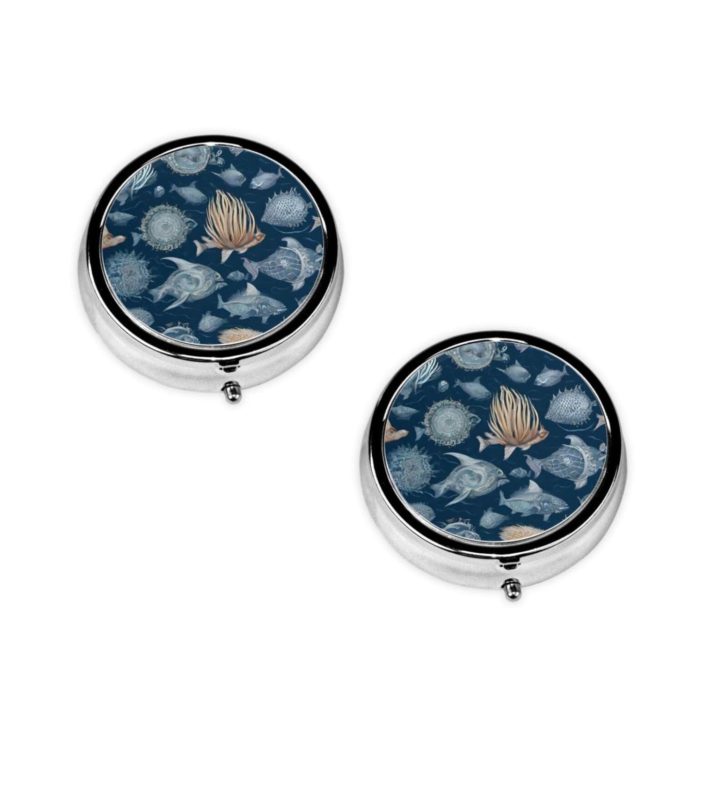 Manatee Round Pill Box - 3 Compartment Portable Travel Organizer for Vitamins & Medicine - Buy Online on GoSupps.com