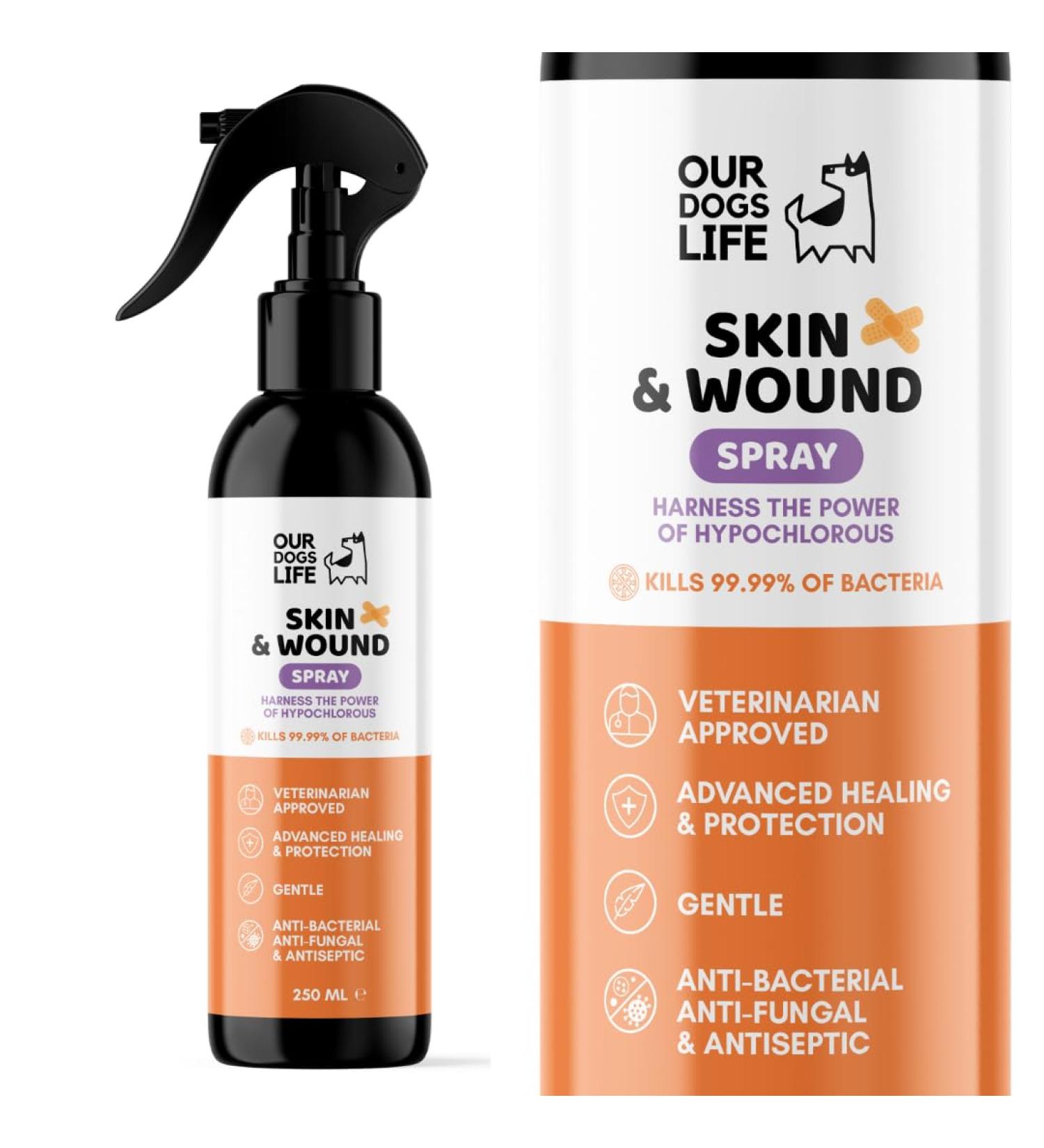 DogsLife Wound & Skin Antiseptic Spray 250ml - Antibacterial & Antifungal Relief for Itchy Dog Skin - Hypochlorous Acid First Aid for Dogs & Puppies - Buy Online on GoSupps.com