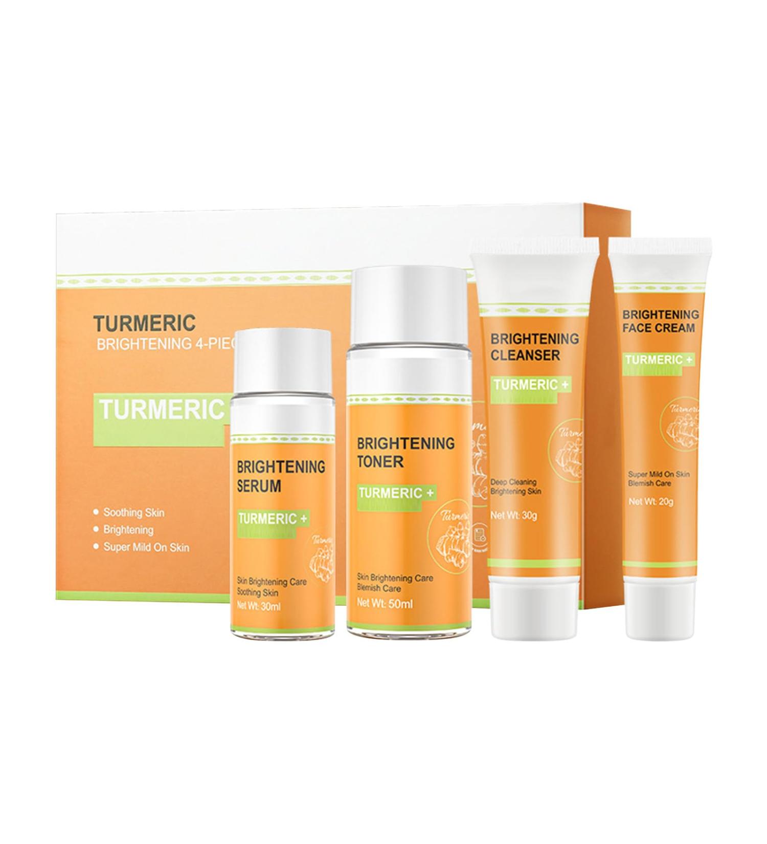 Turmeric & Niacinamide Skin Care Kit Soothing Skin Kit Turmeric Skin Care Set Include Facial Cleanser Face Cream Toner Serum Hydrating Moisturizing - Buy Online on GoSupps.com