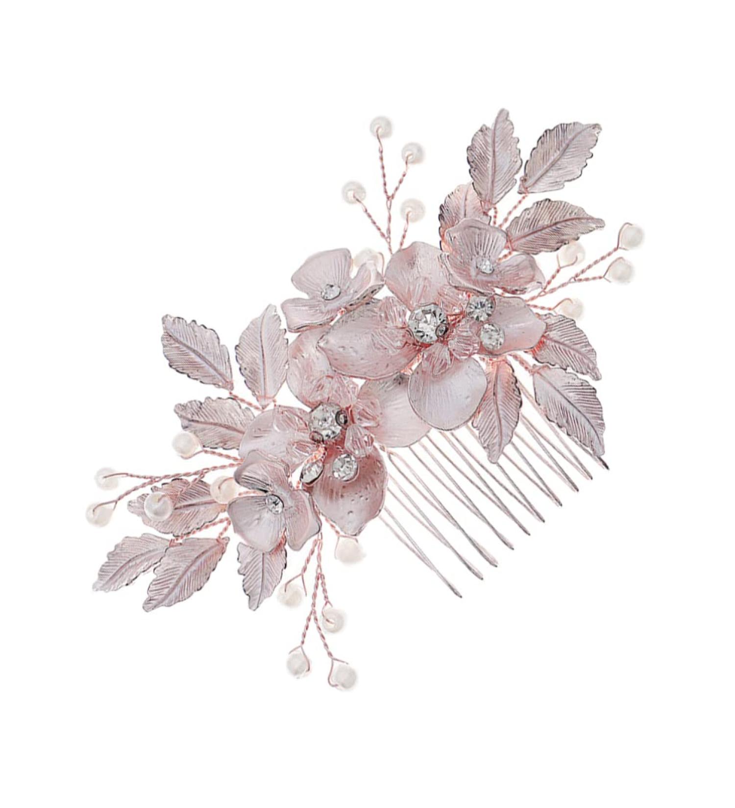 Rose Pink Pearl Hairpin Wedding Hairpin Bridal Hair Clips Accessories Everyday Headwear Thin Women Floral Hairpin For Wedding Bride Bridesmaid Party - Buy Online on GoSupps.com