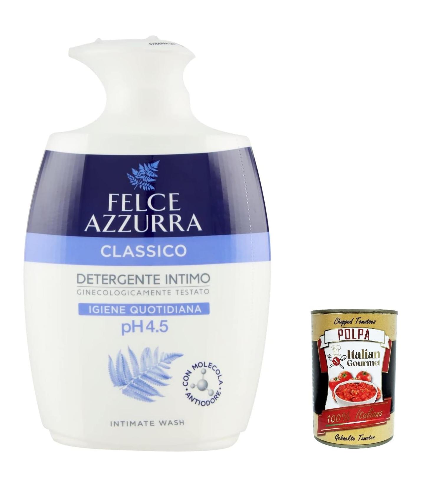 Straw 3x Felce Azzurra classic intimo cleanser pH value 45 daily hygiene 250 ml + Italian Gourmet Polpa 400 g - Buy Online on GoSupps.com