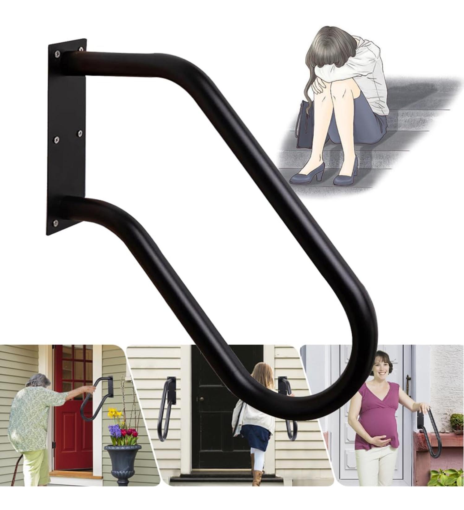 Hand Rails Outside Steps 17.7 ' Stair Railing Outdoor U Shaped Grab Bars for Stairs Detachable for The Elderly Kids Disabled Pregnant Women - Buy Online on GoSupps.com