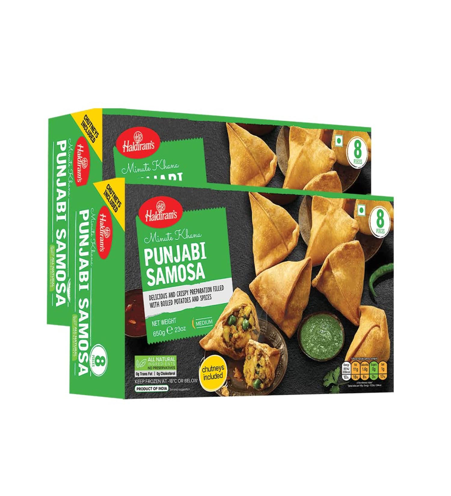 Haldiram's Punjabi Samosa | 650G | Samosa | Ready to Eat | 100% Fresh | Indian Origin (Pack of 2) - Buy Online on GoSupps.com