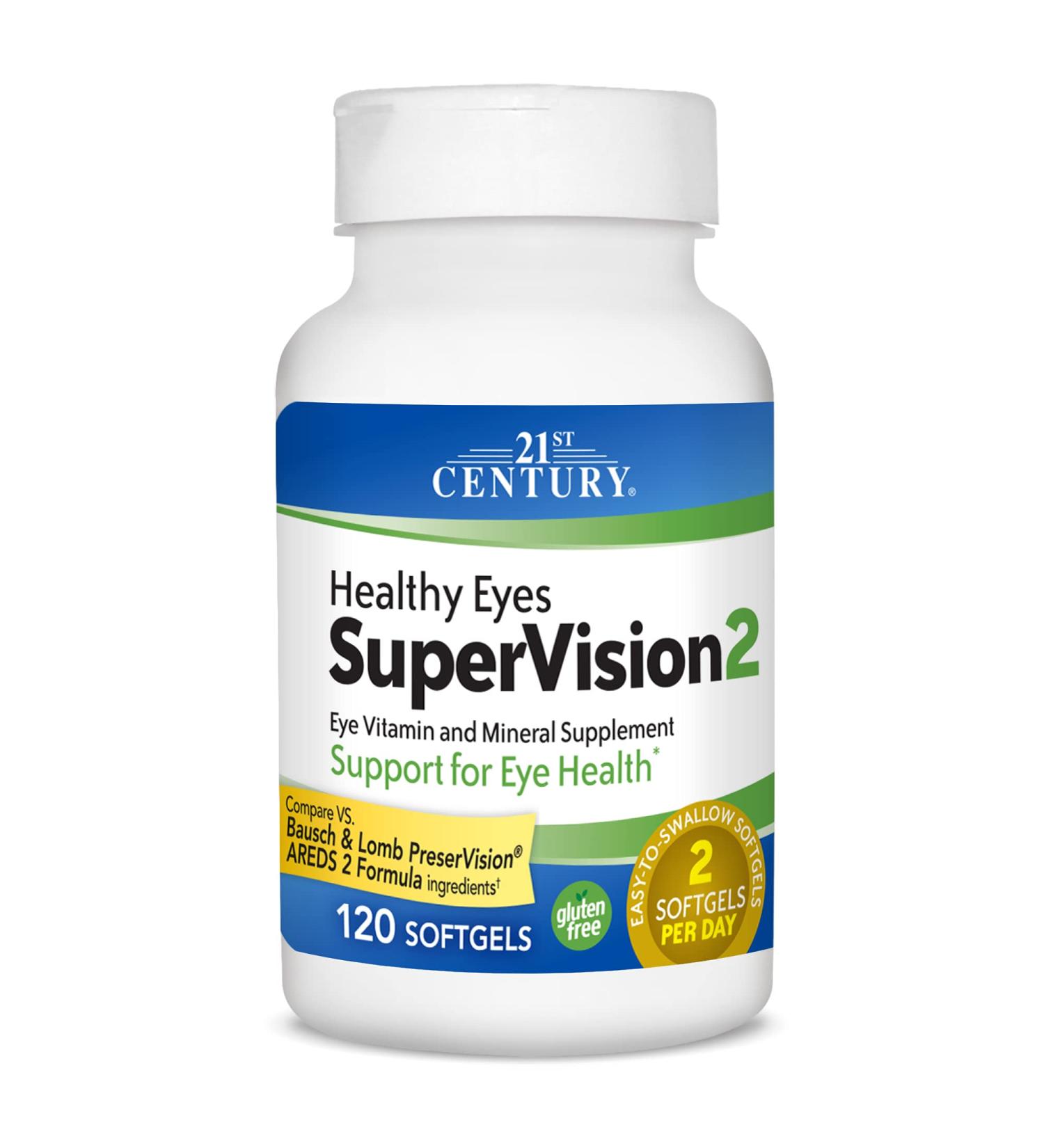 21st Century SuperVision2 Healthy Eyes Supplement - 120 Softgels | Optimal Eye Health - Buy Online on GoSupps.com