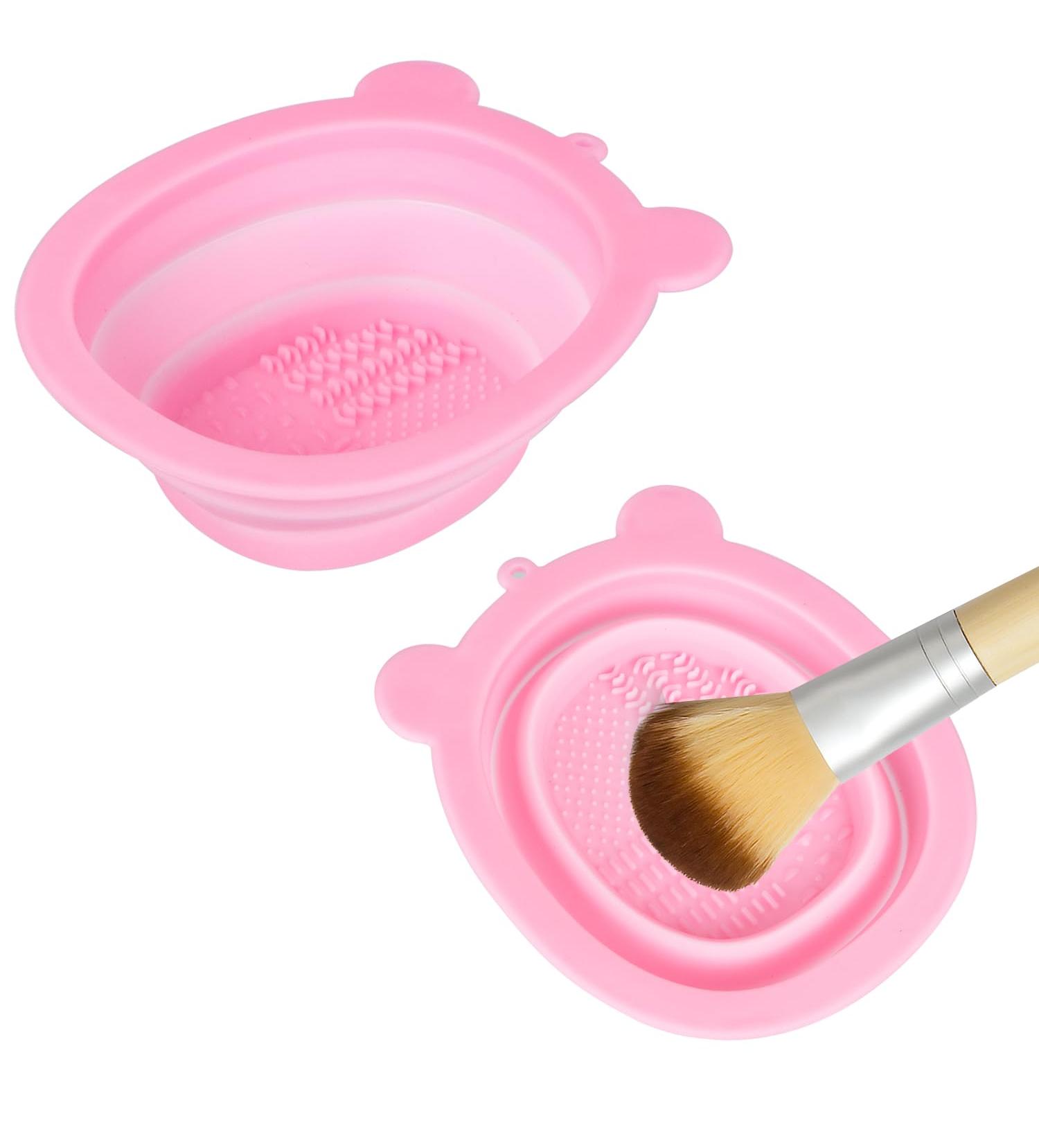 Buy Portable Silicone Makeup Brush Cleaner Mat - Foldable Tool for Powder Puffs & Sponges - Pink | International Shipping Available - Buy Online on GoSupps.com