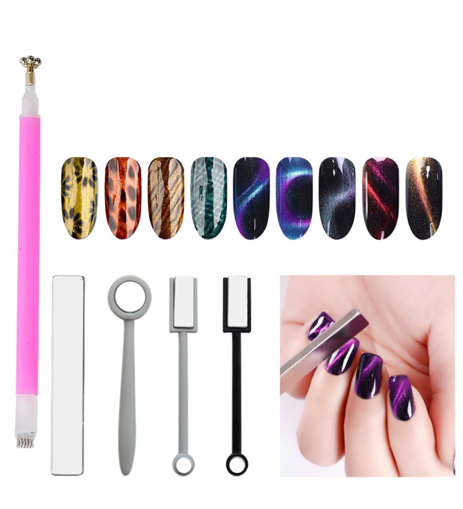 BrilliantDay 5-Piece Magnetic Nail Art Tool Set | DIY Magic 3D Cat Eye Gel Polish Kit - International Shipping Available - Buy Online on GoSupps.com