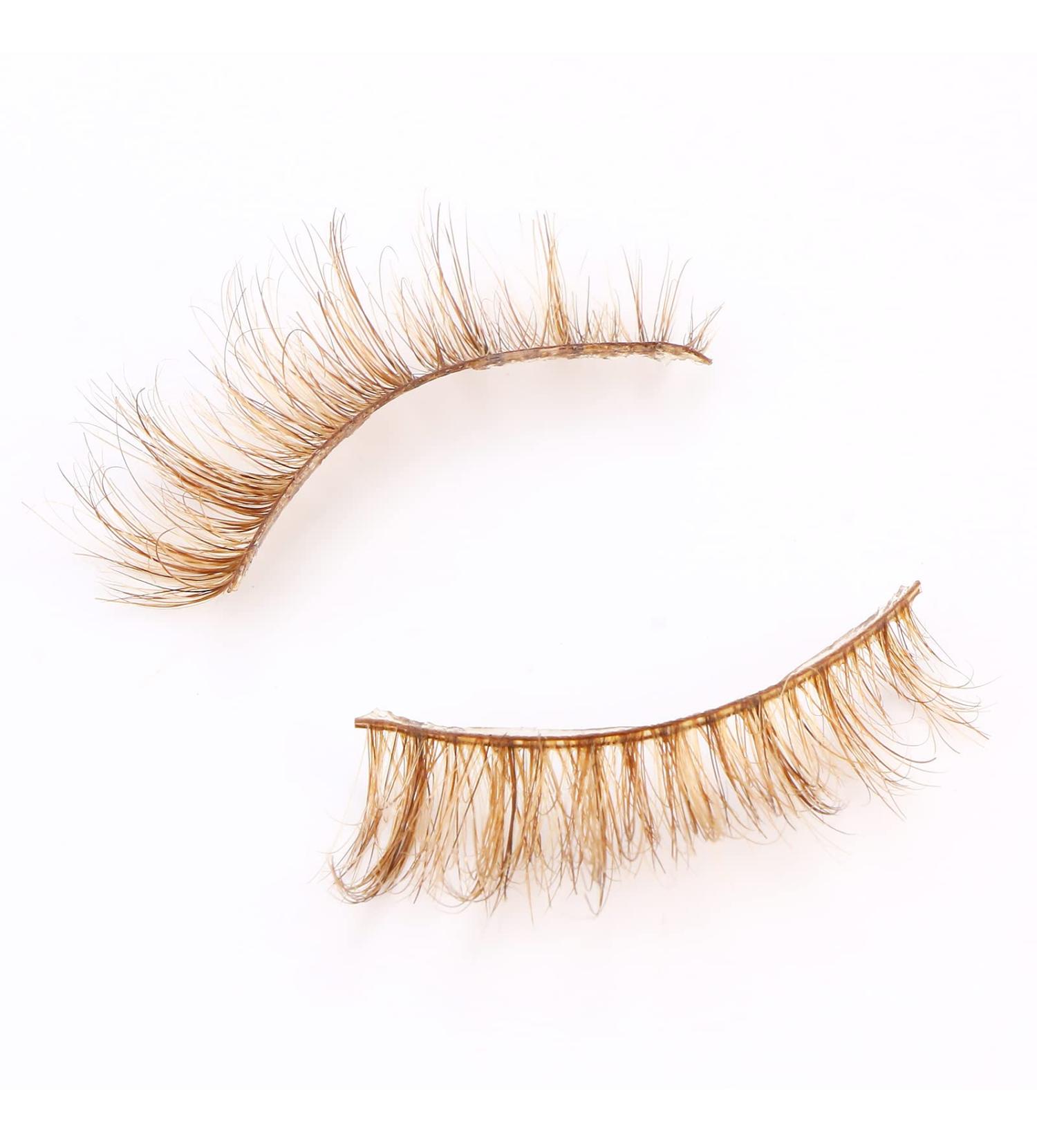 FOXSCOS Natural Brown Cat Eye Wispy False Eyelashes - 20mm 3D Mink Fluffy Lashes - 1 Pair Reusable Self-Adhesive Eyelashes (FMO4) - Buy Online on GoSupps.com